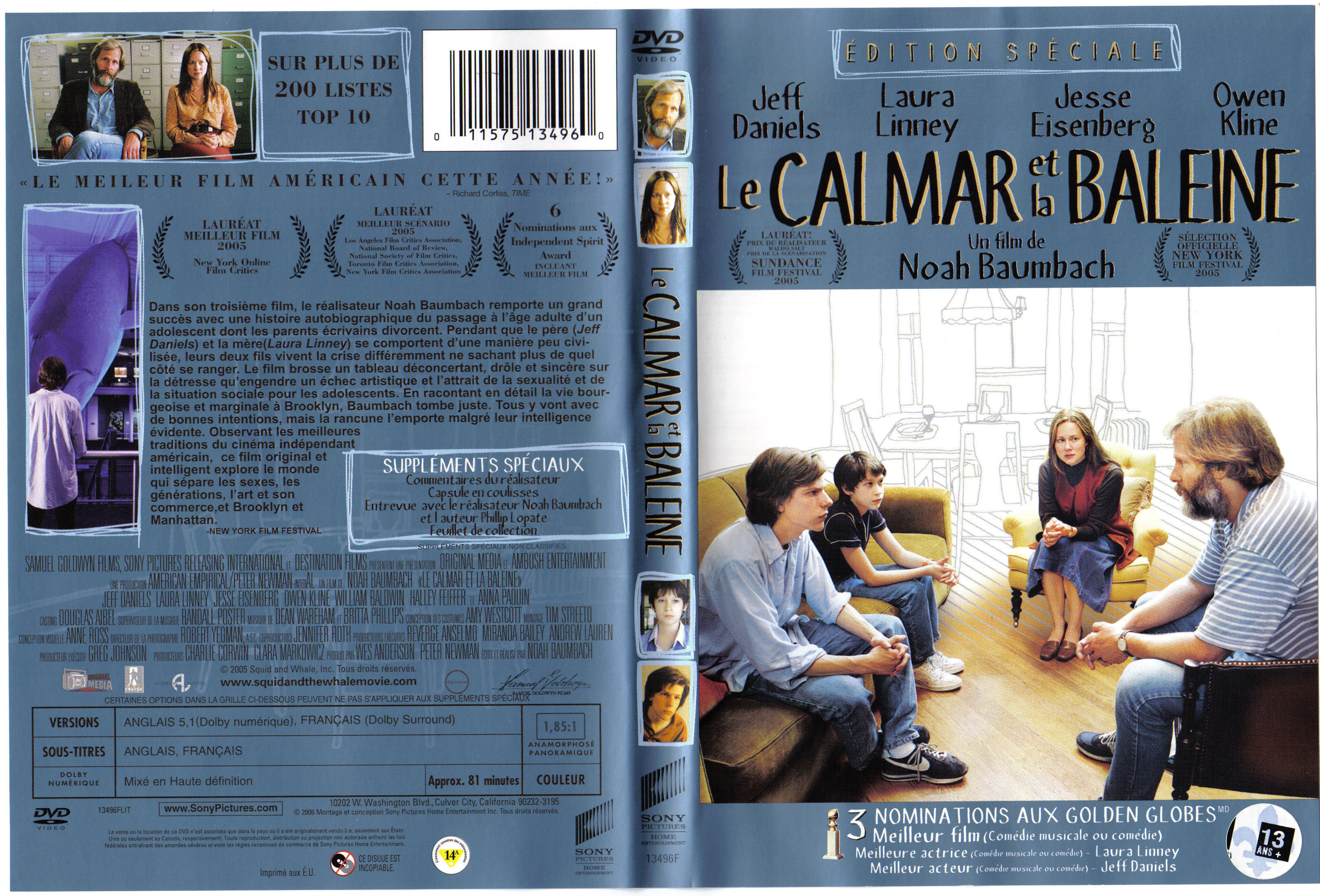 Jaquette DVD Le calmar et la baleine