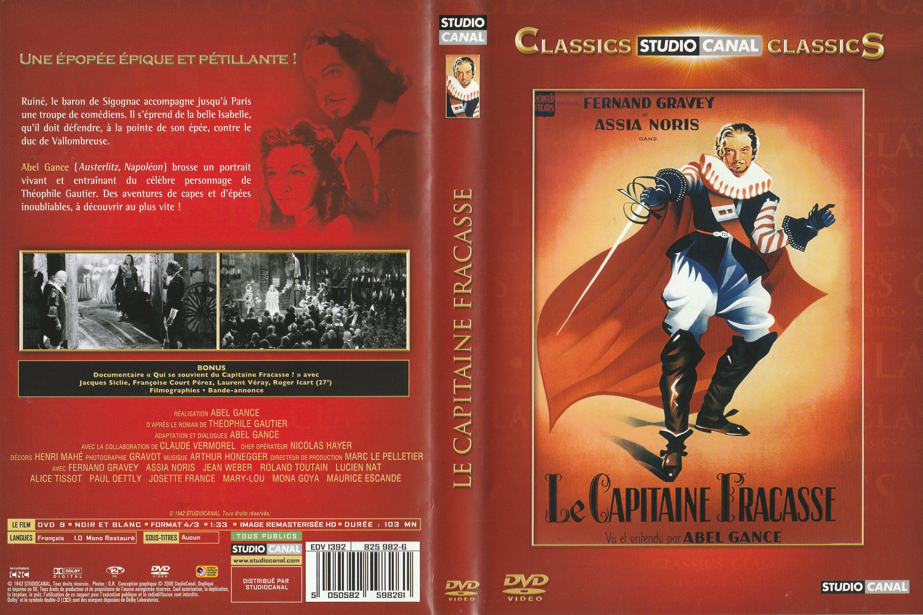 Jaquette DVD Le capitaine Fracasse - abel gance