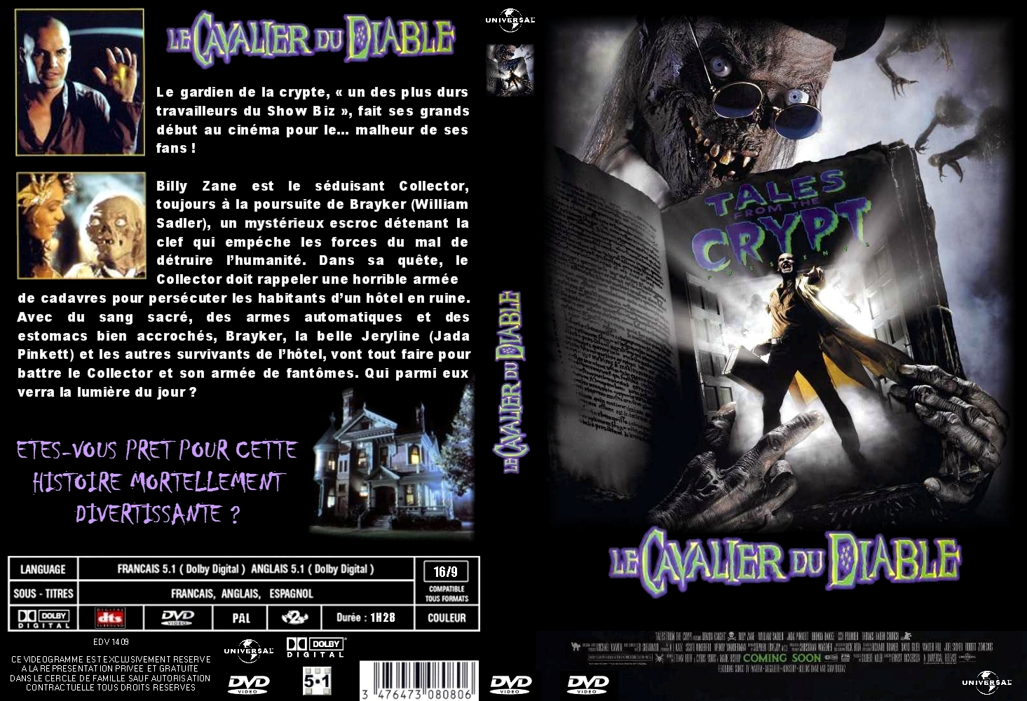 Jaquette DVD Le cavalier du diable (les contes de la crypte film 1) custom