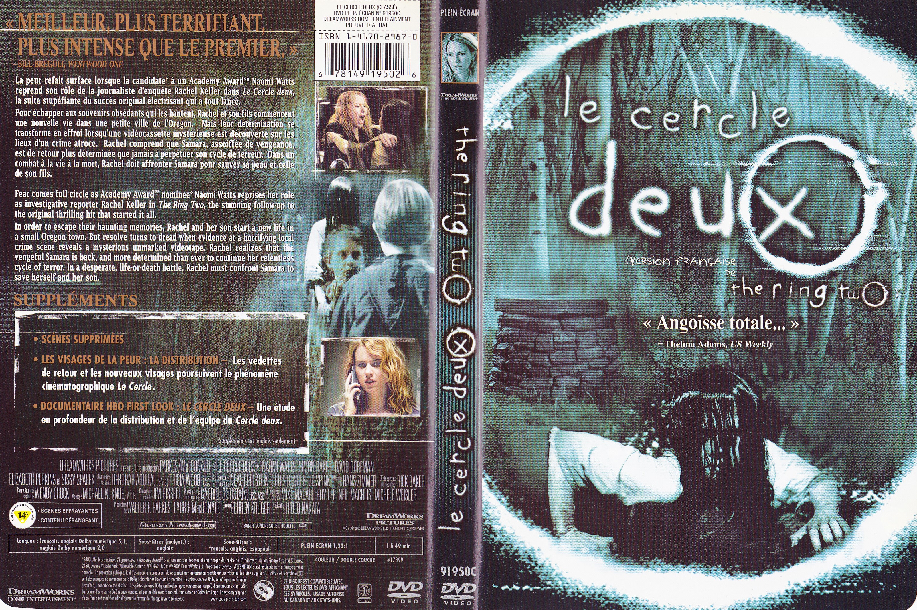Jaquette DVD Le cercle 2 - The ring 2 (Canadienne)