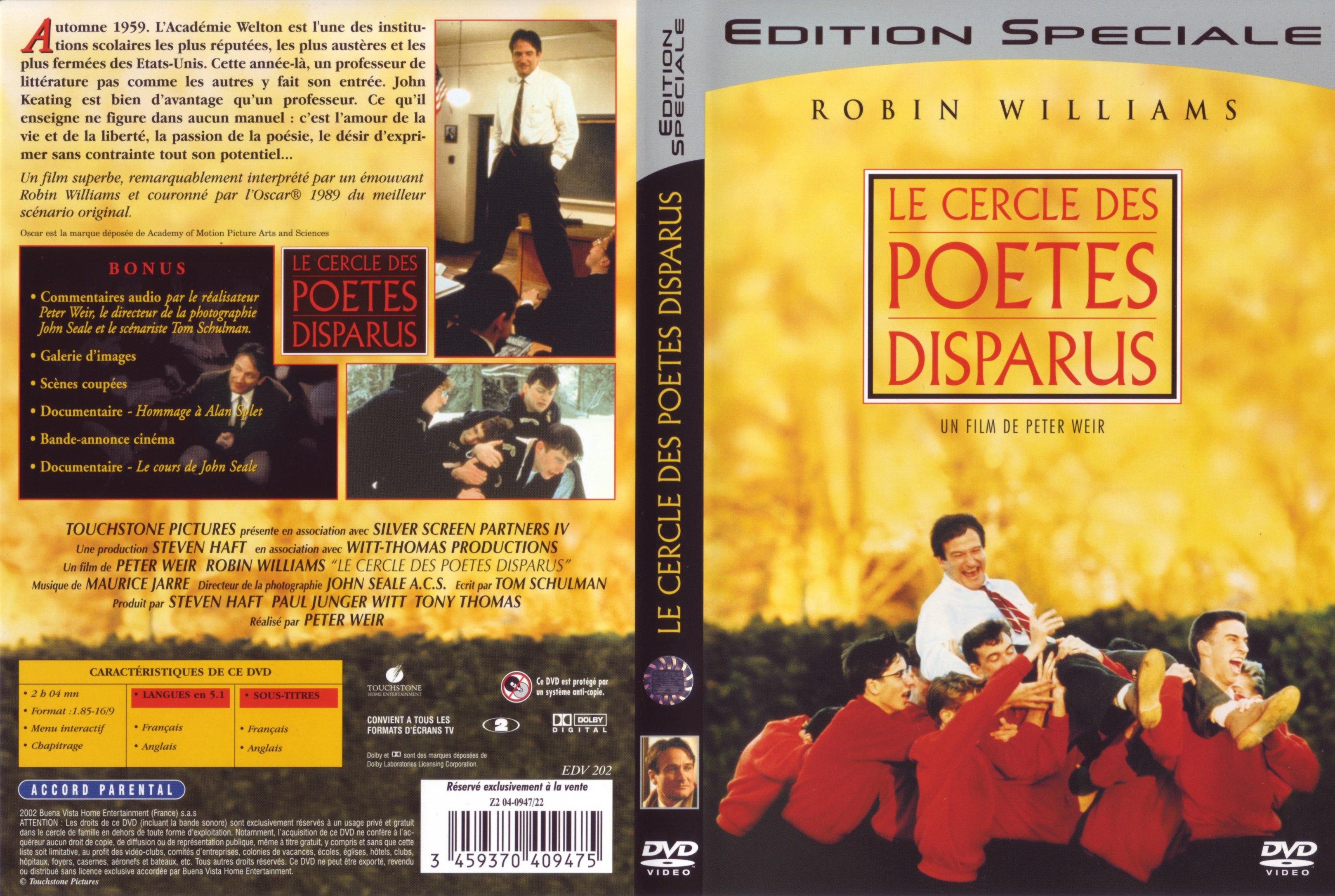 Jaquette DVD Le cercle des poetes disparus v2