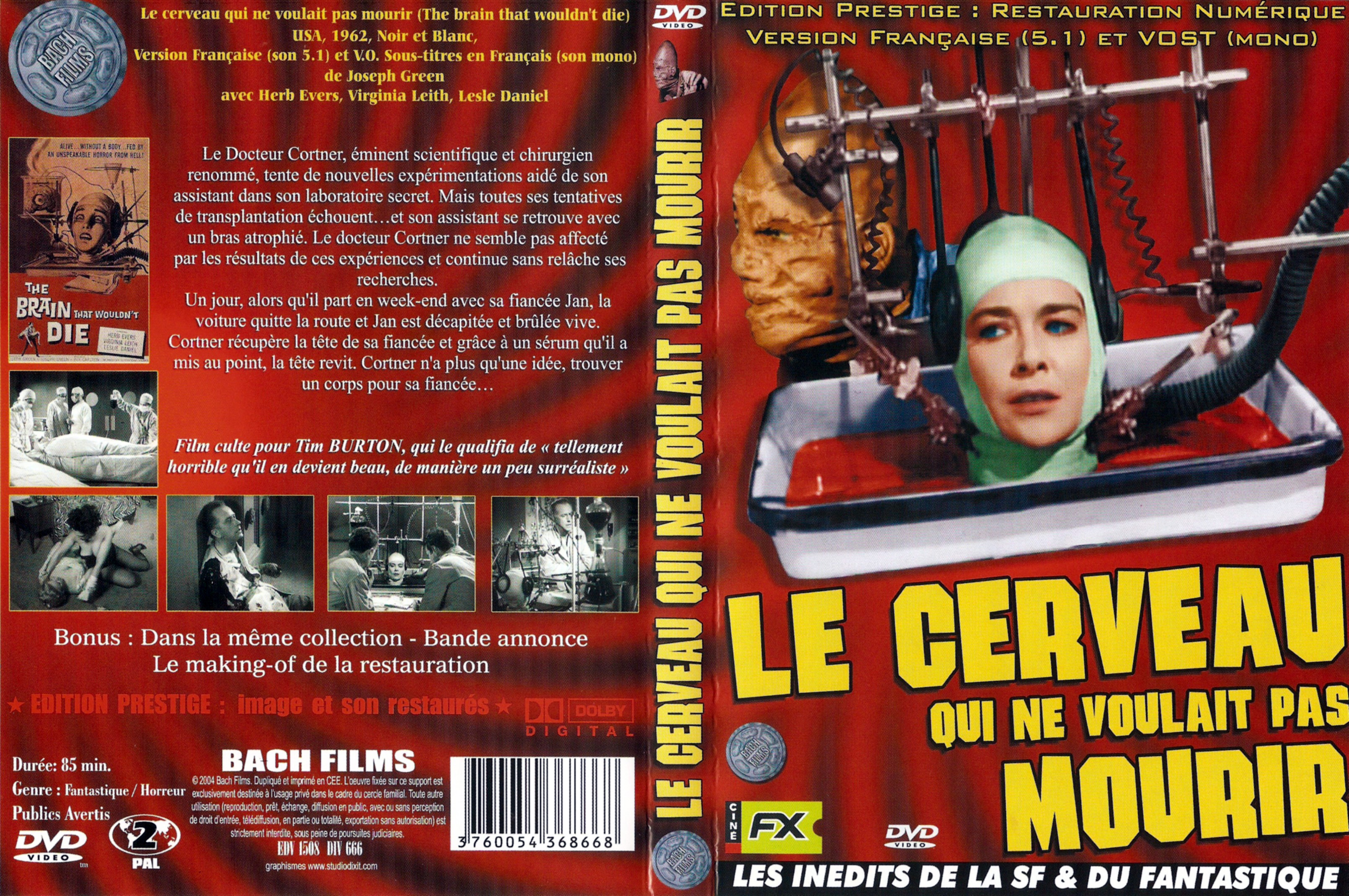 Jaquette DVD Le cerveau qui ne voulait pas mourir