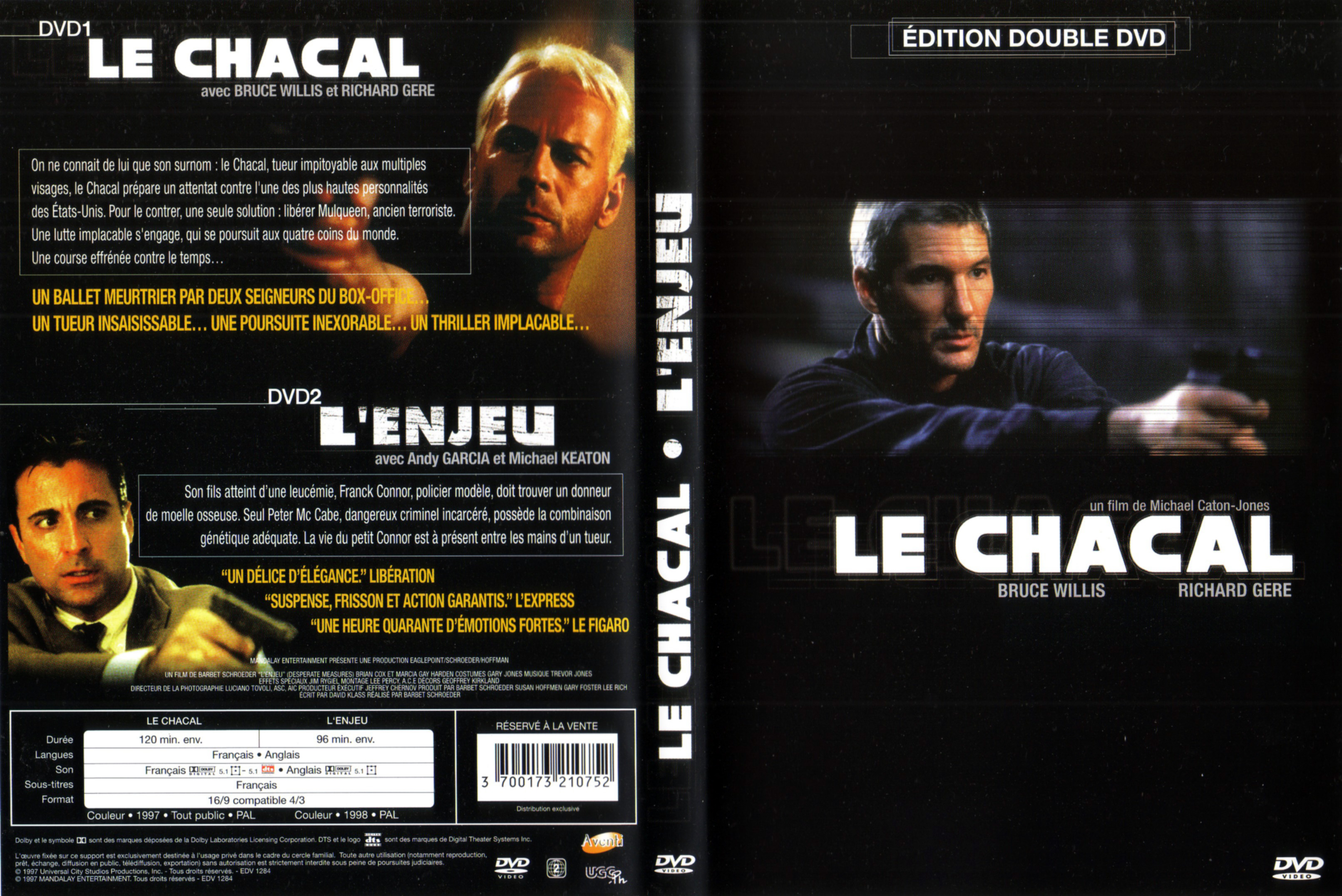 Jaquette DVD Le chacal + L