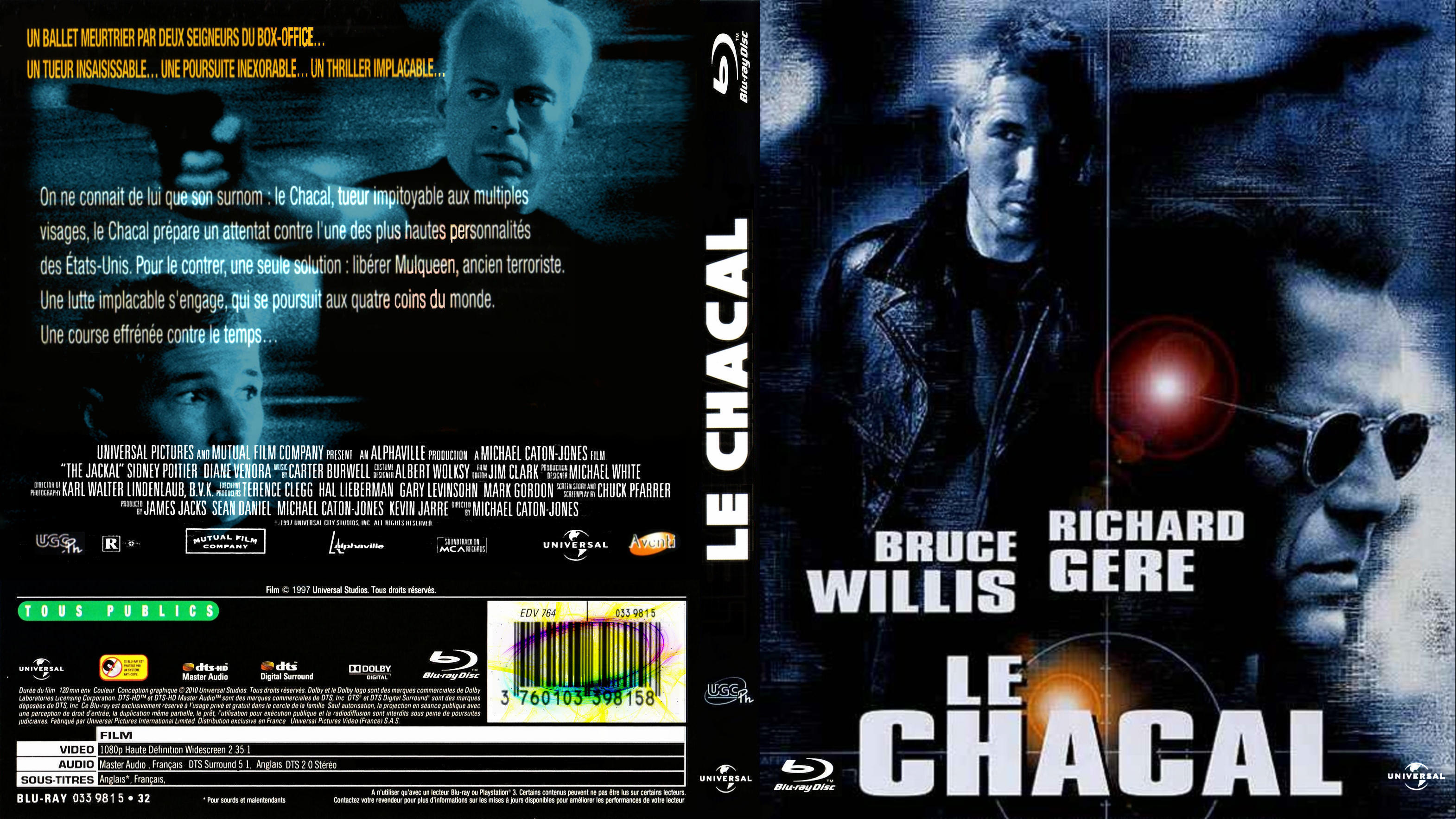 Jaquette DVD Le chacal custom (BLU-RAY)