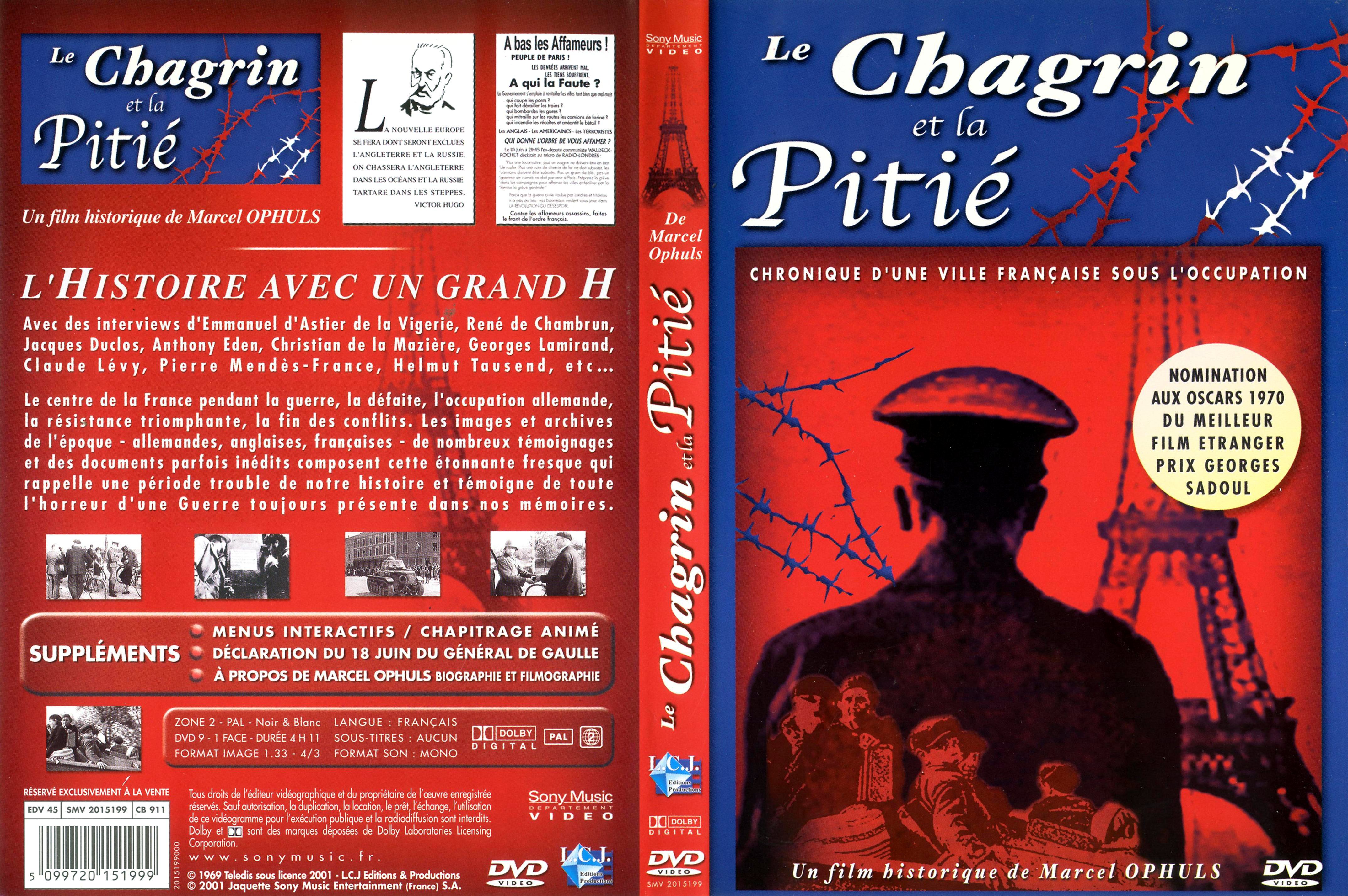 Jaquette DVD Le chagrin et la piti