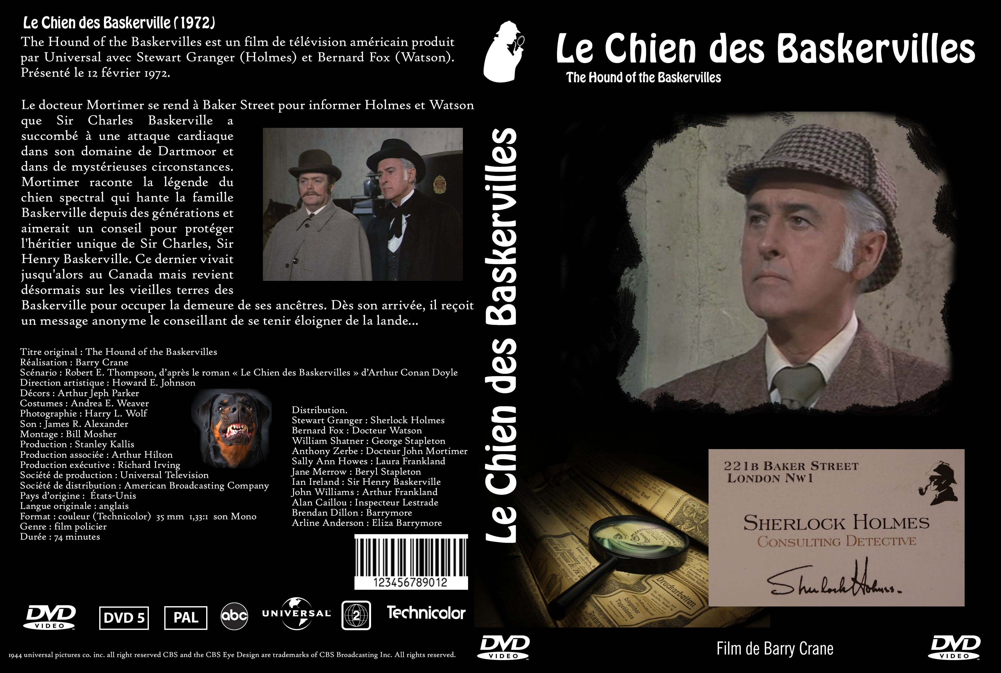 Jaquette DVD Le chien des Baskervilles (1972) custom