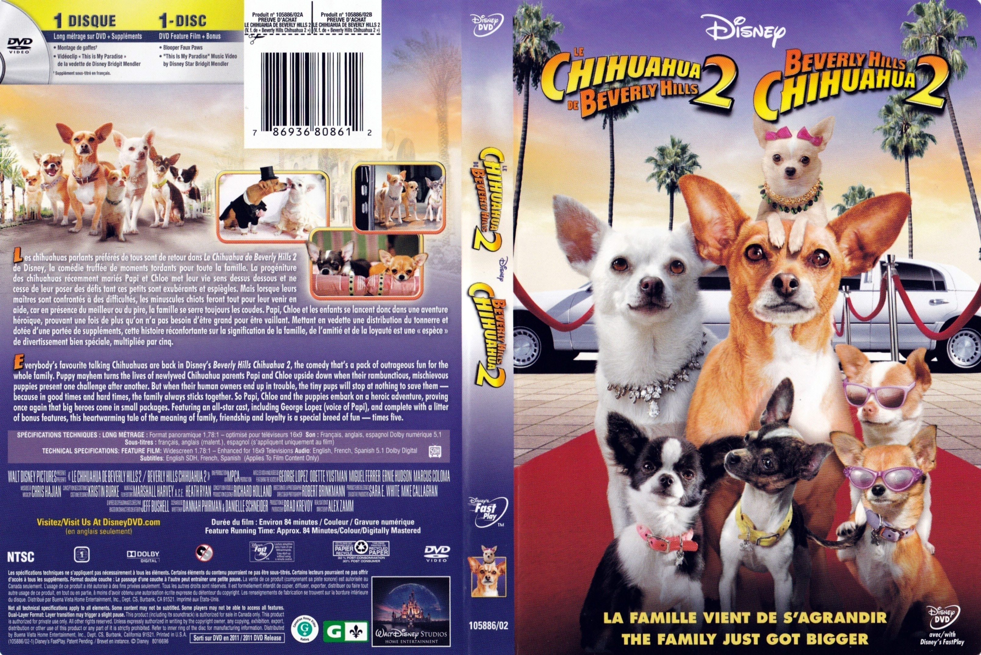 Jaquette DVD Le chihuahua de beverly hills 2 - Beverly Hills chihuahua 2 (Canadienne)