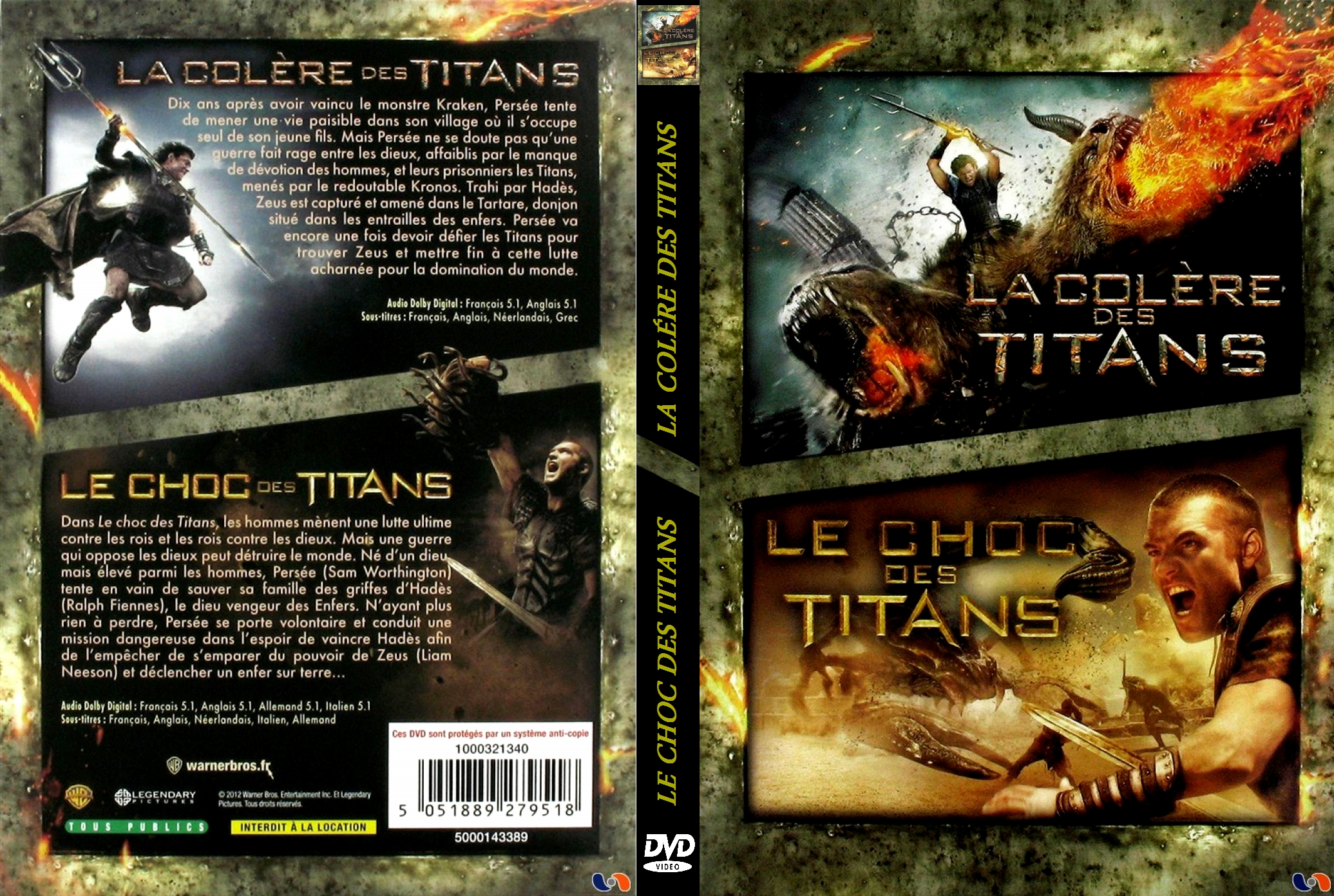 Jaquette DVD Le choc + La colere des titans custom