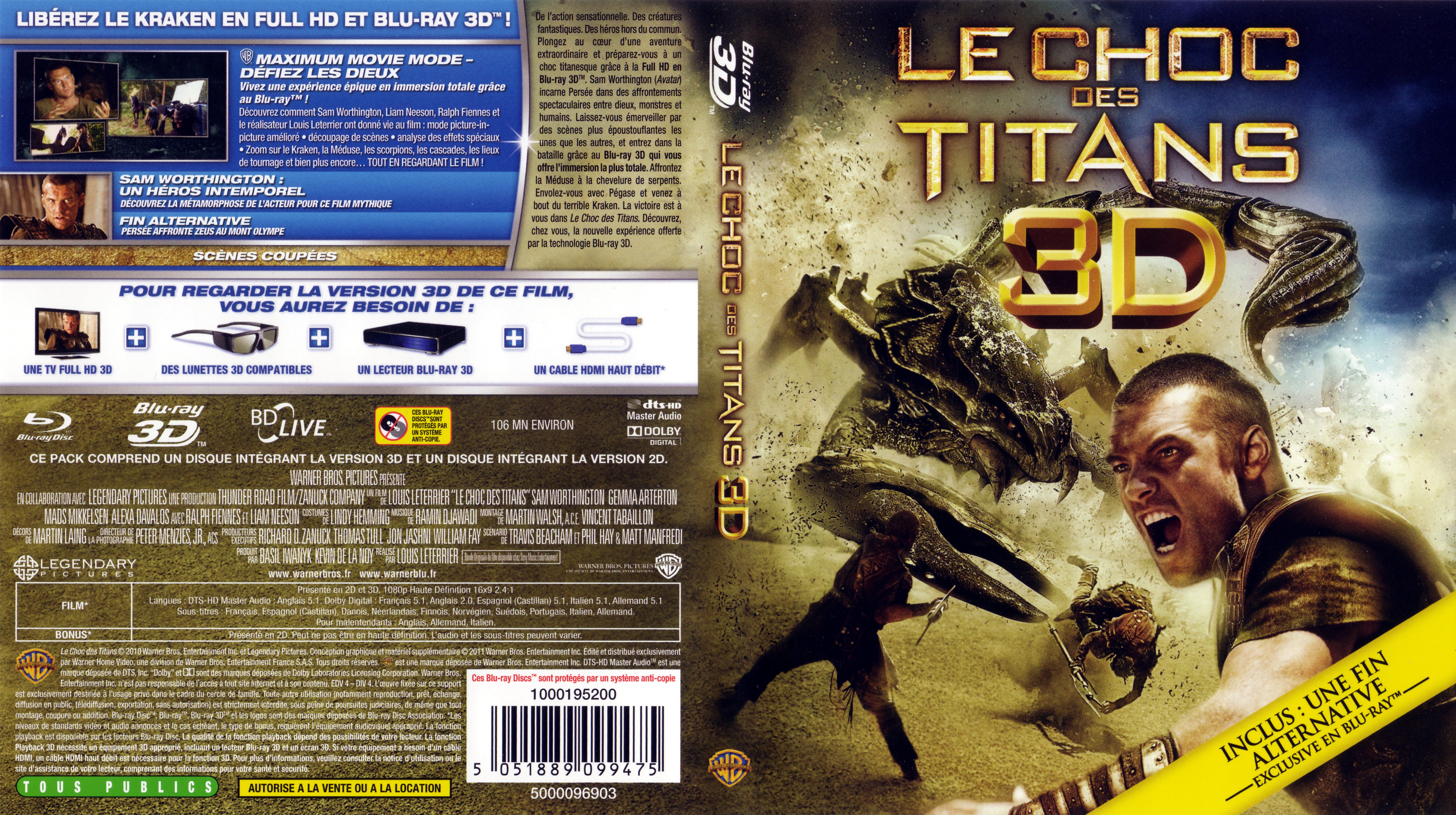 Jaquette DVD Le choc des titans 3D (2010) (BLU-RAY)