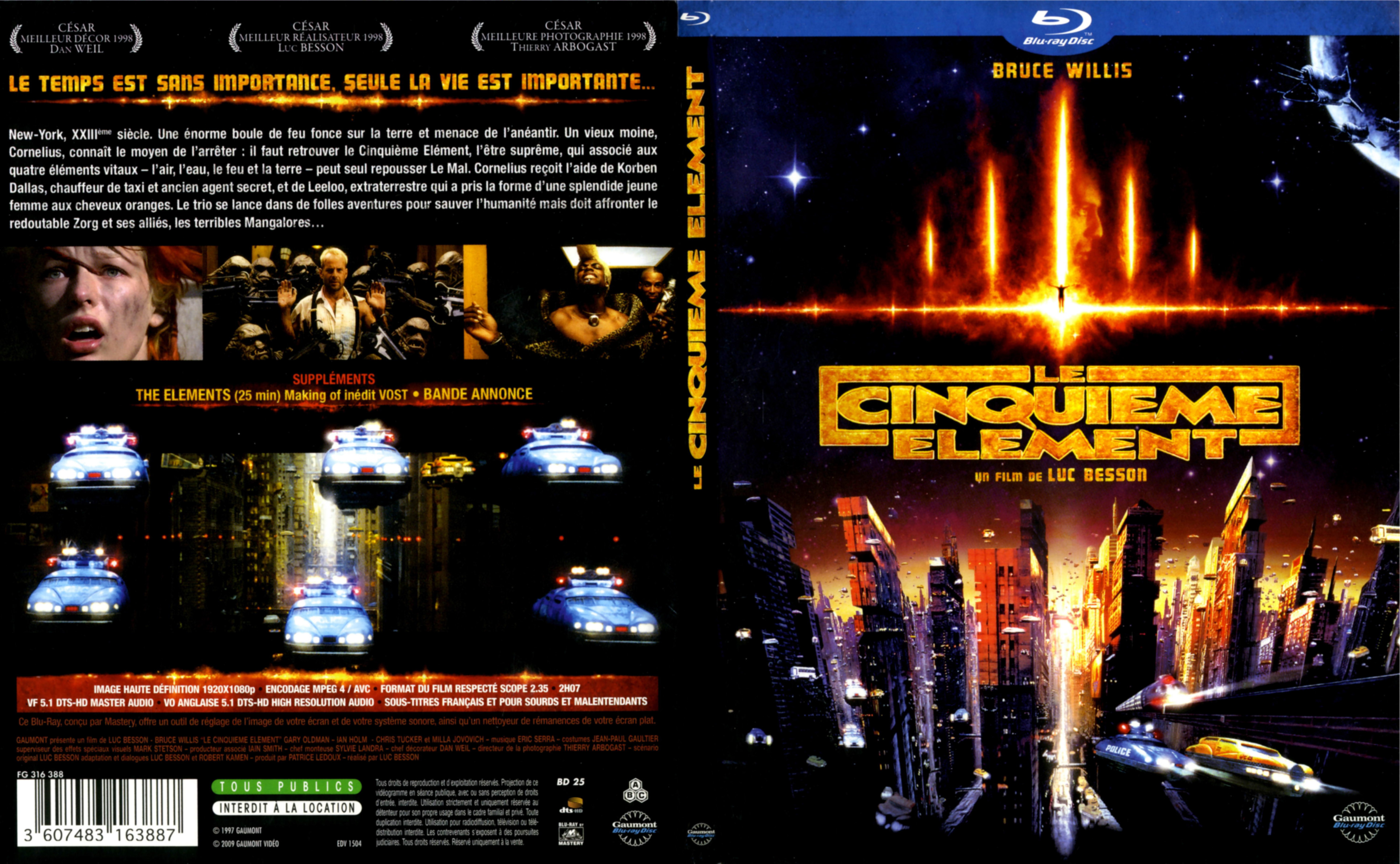 Jaquette DVD Le cinquieme lment (BLU-RAY)