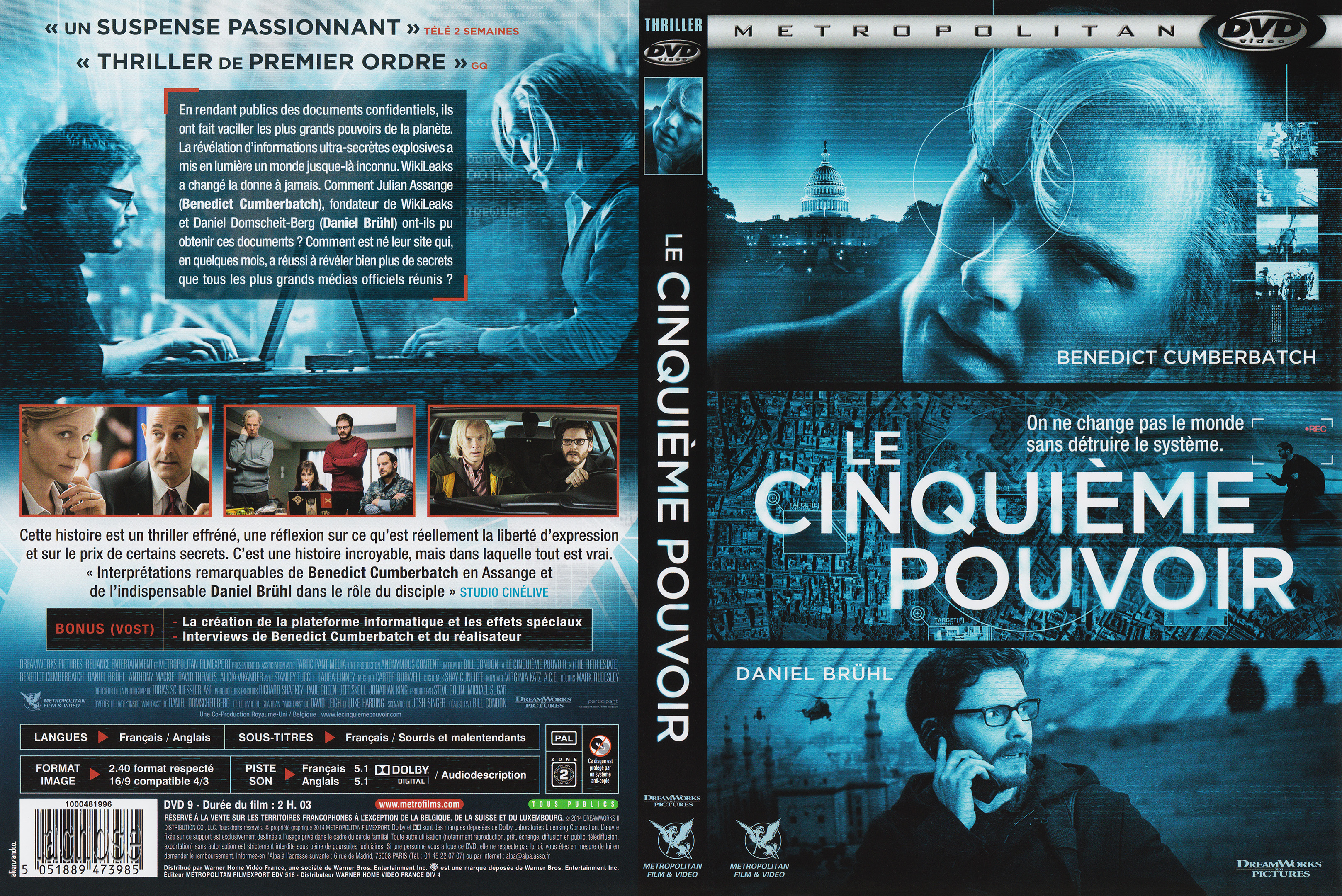 Jaquette DVD Le cinquime pouvoir