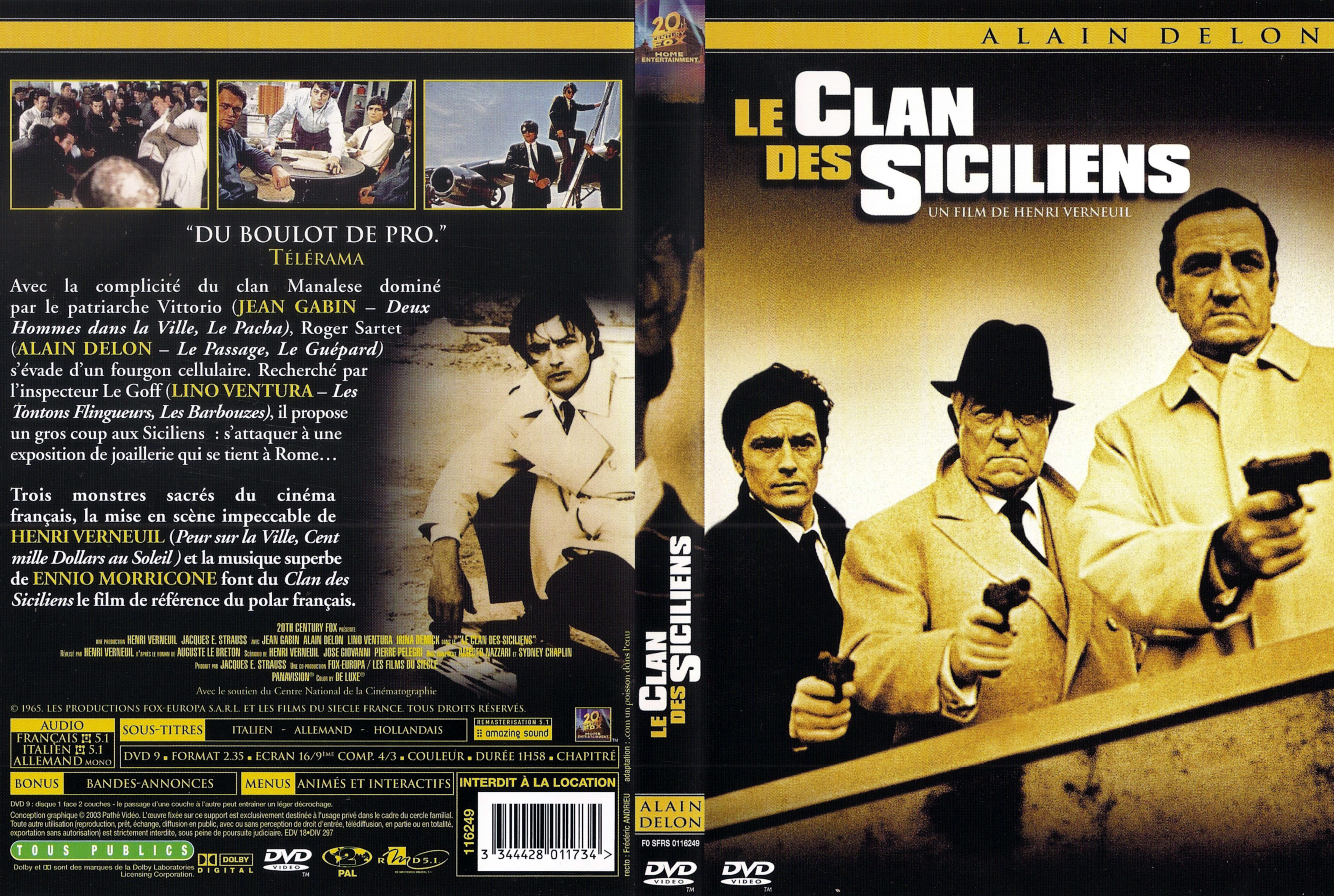 Jaquette DVD Le clan des Siciliens v2