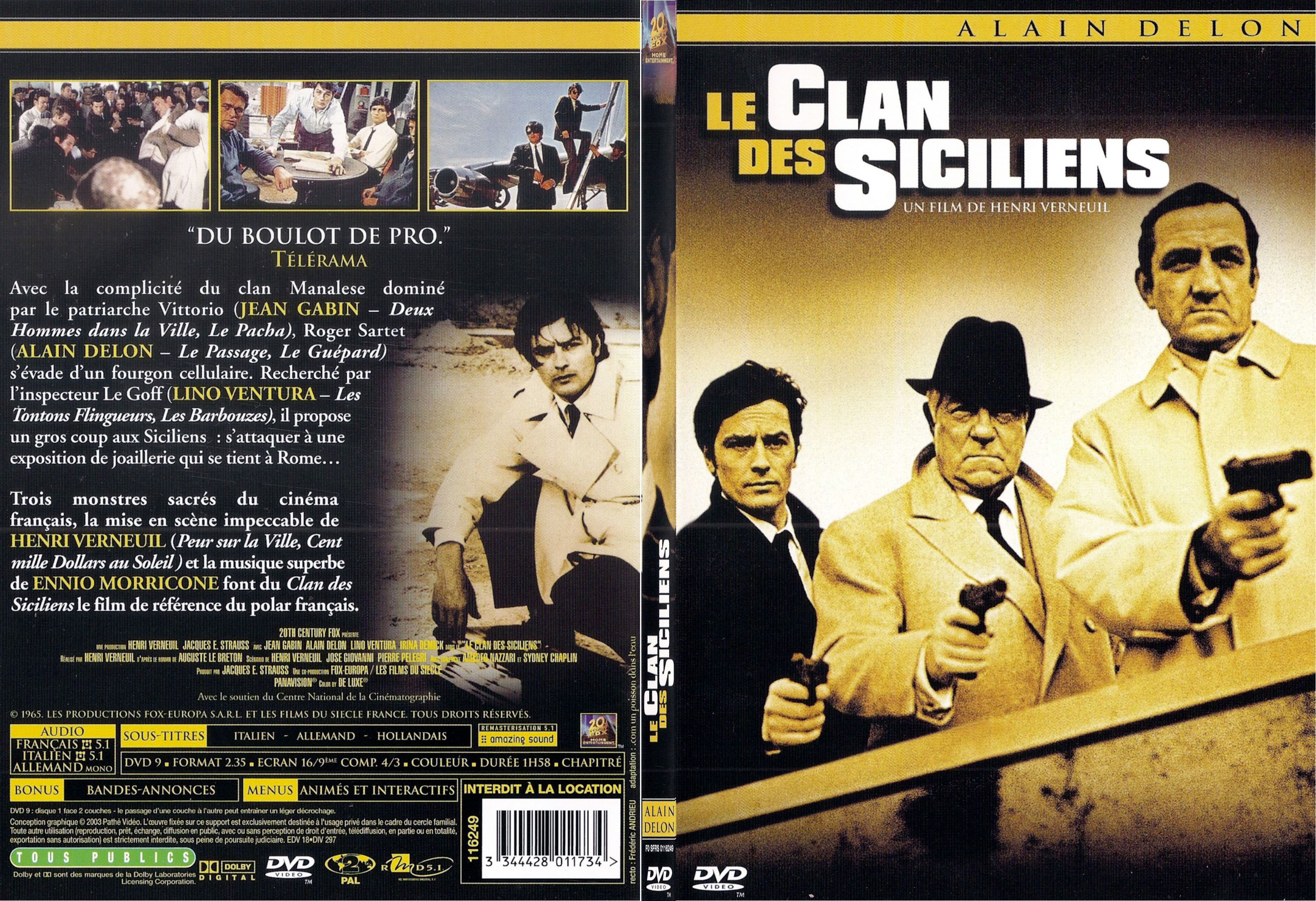 Jaquette DVD Le clan des siciliens - SLIM