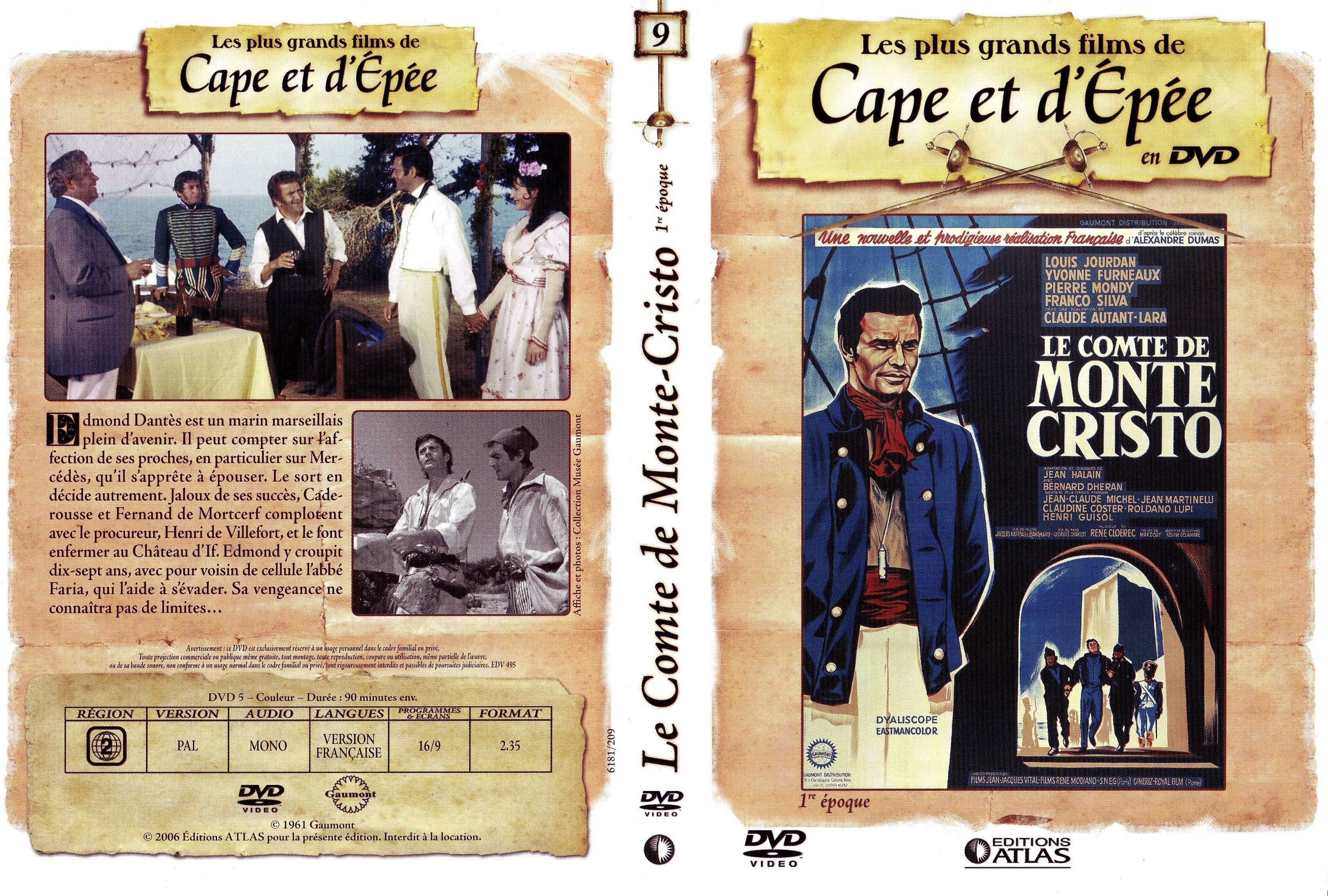 Jaquette DVD Le comte de Monte Cristo 1961 1 re poque