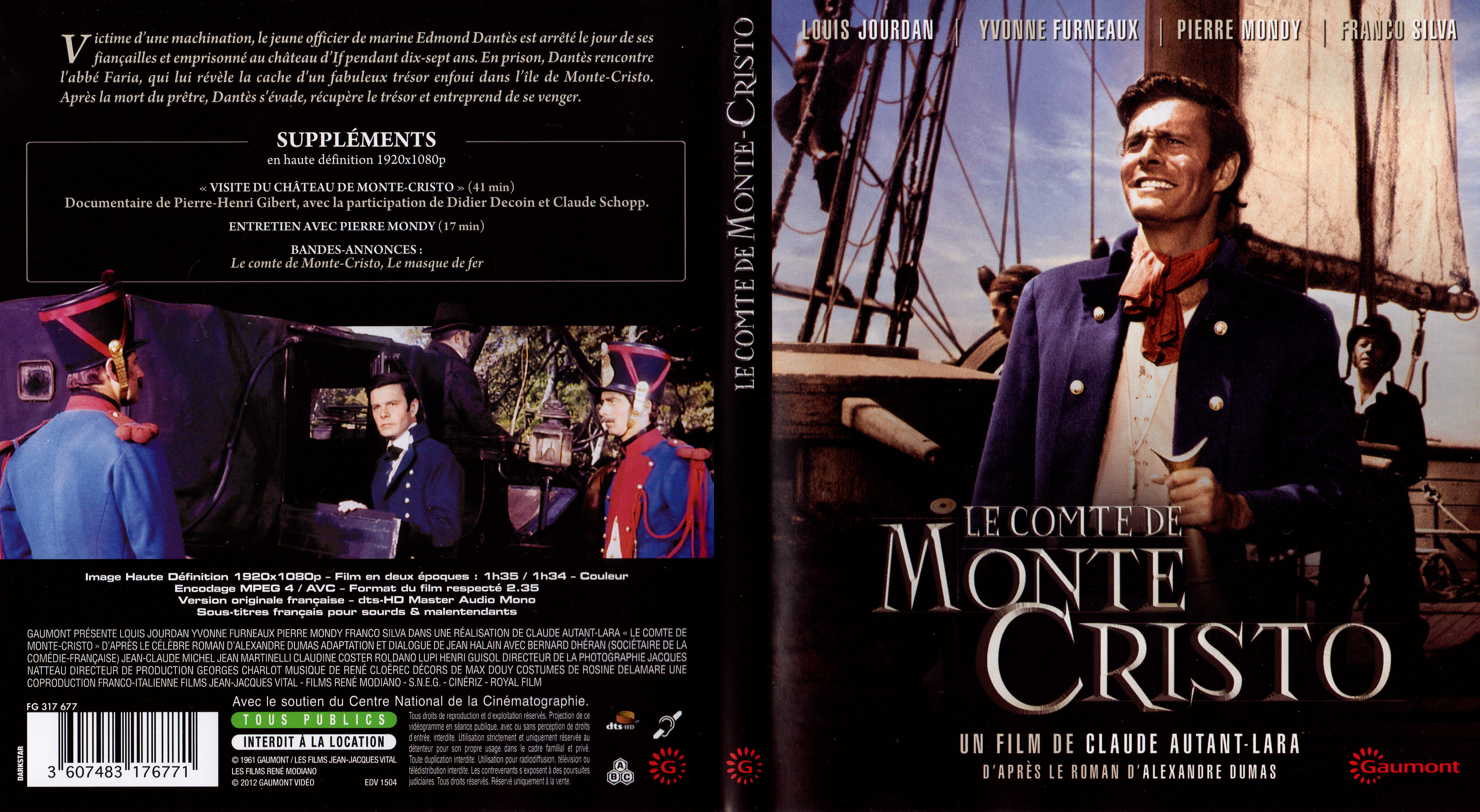 Jaquette DVD Le comte de Monte Cristo (1961) (BLU-RAY)