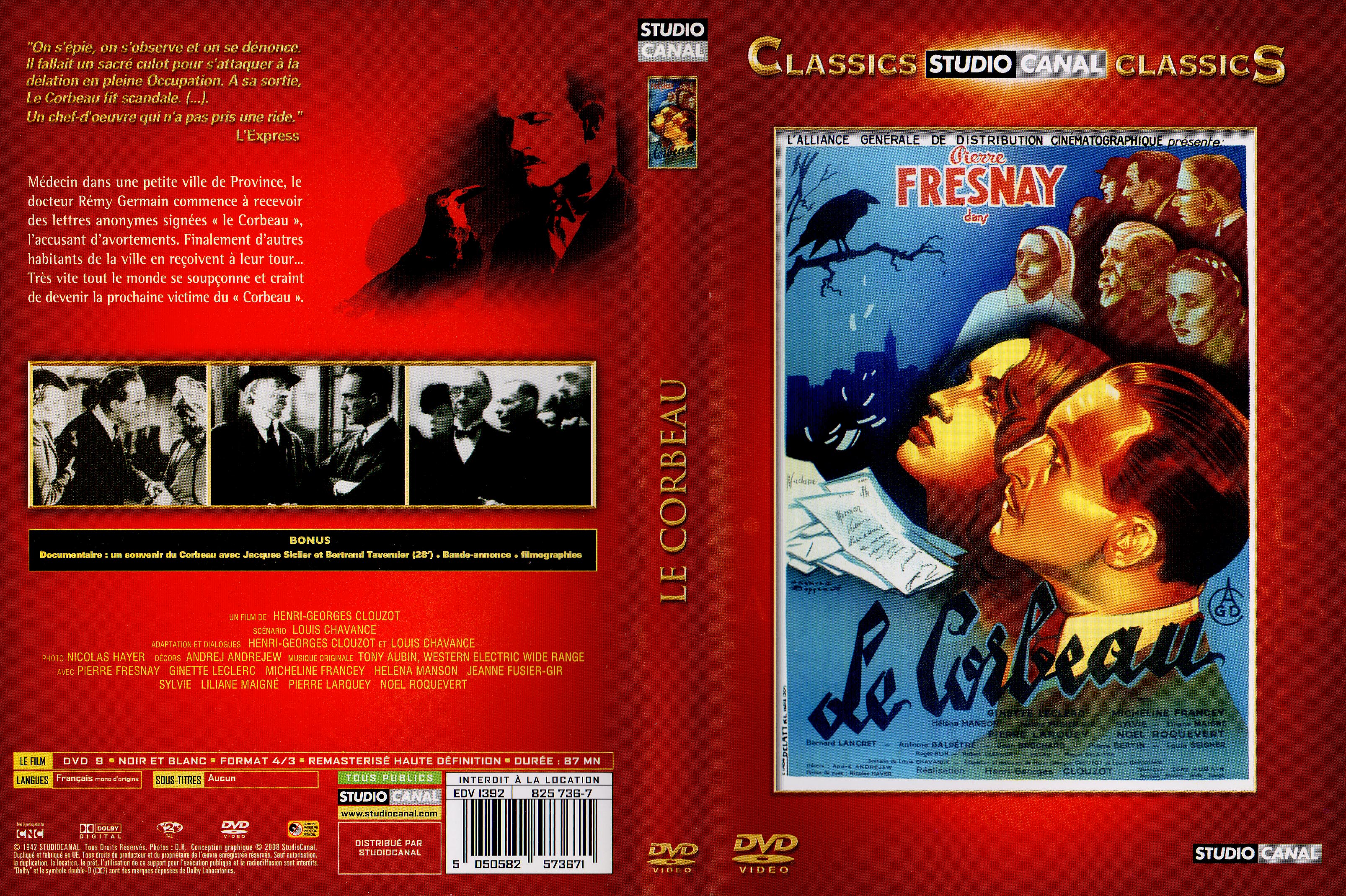 Jaquette DVD Le corbeau (1943) v2