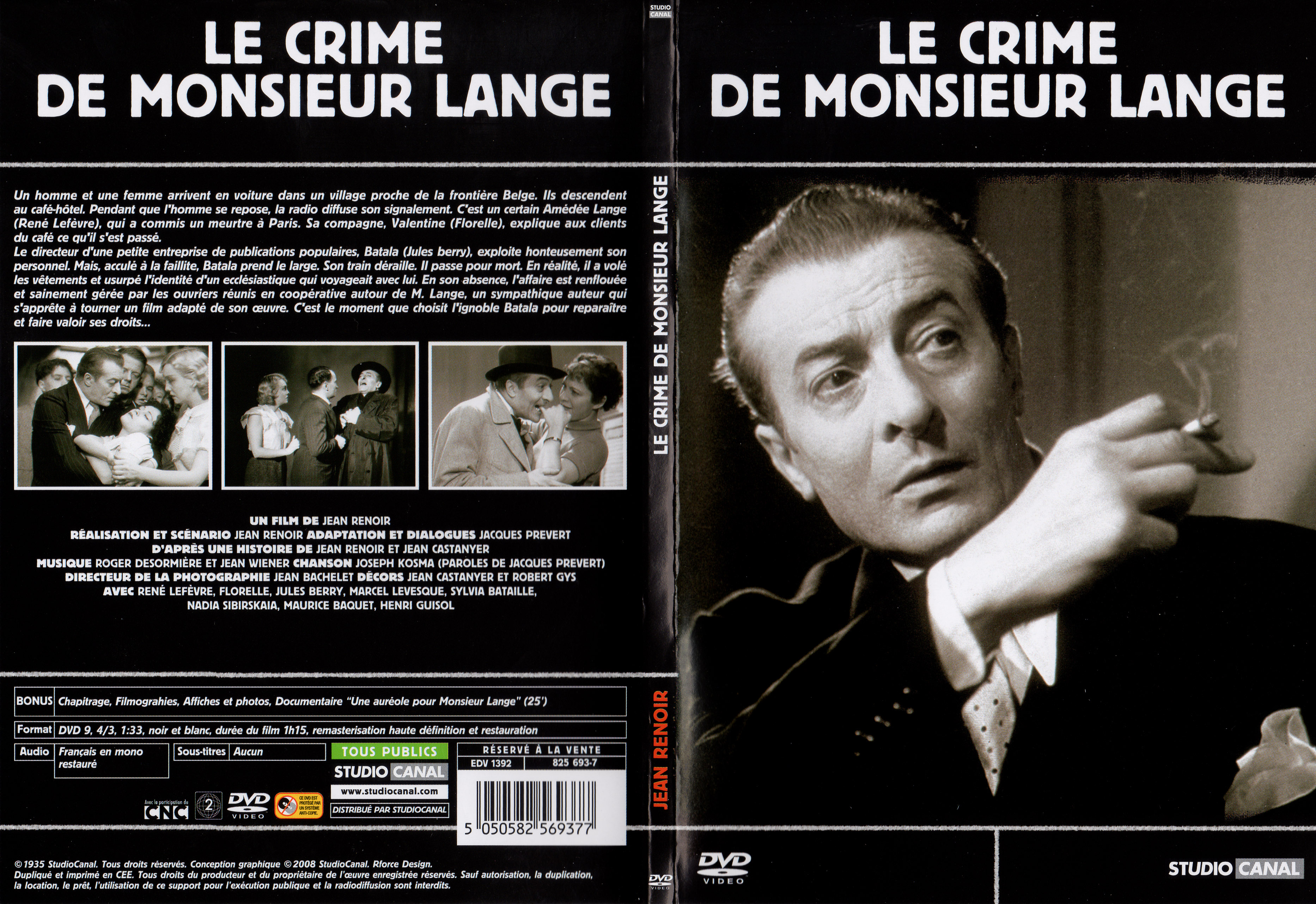Jaquette DVD Le crime de Monsieur Lange