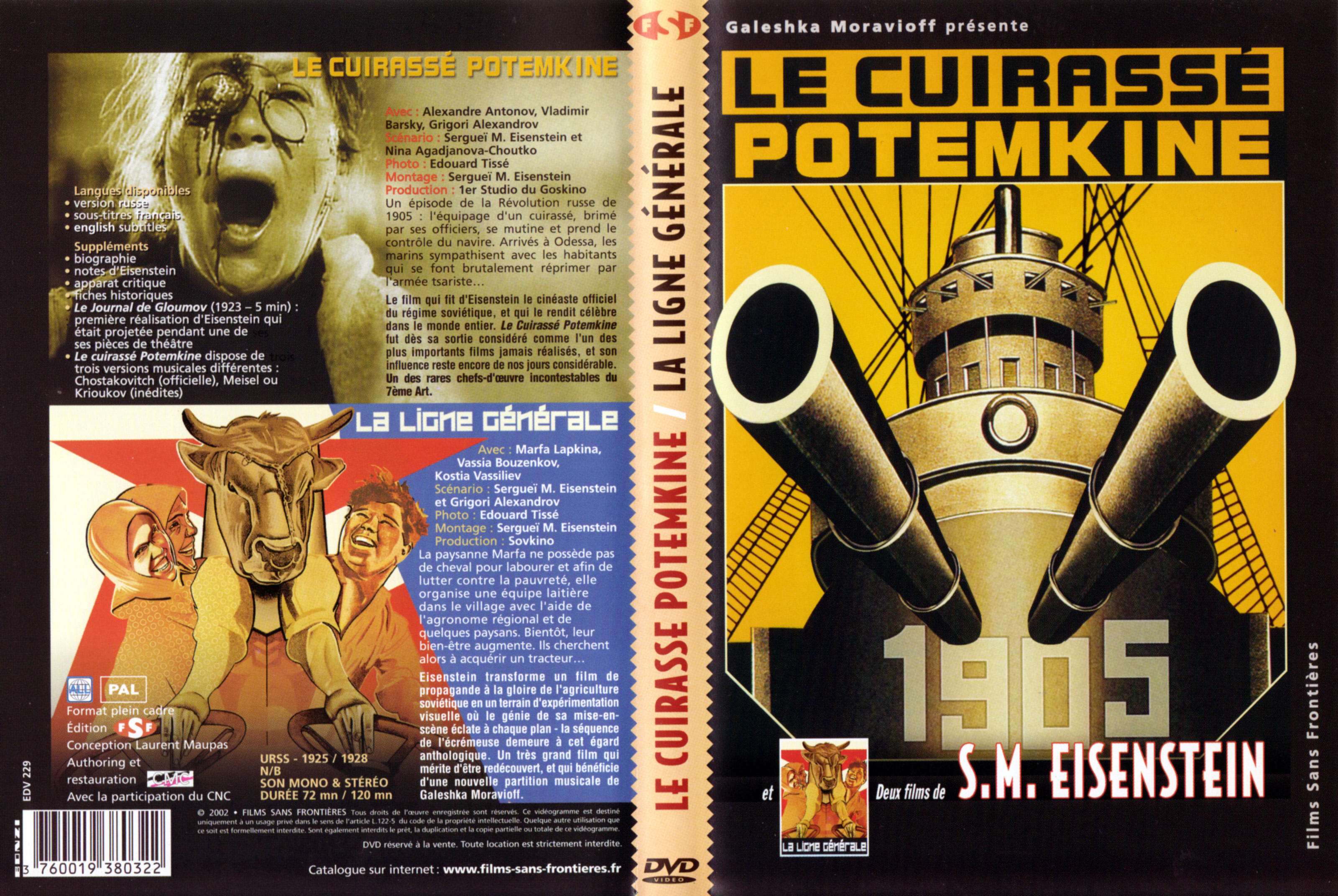 Jaquette DVD Le cuirasse Potemkine + La ligne generale