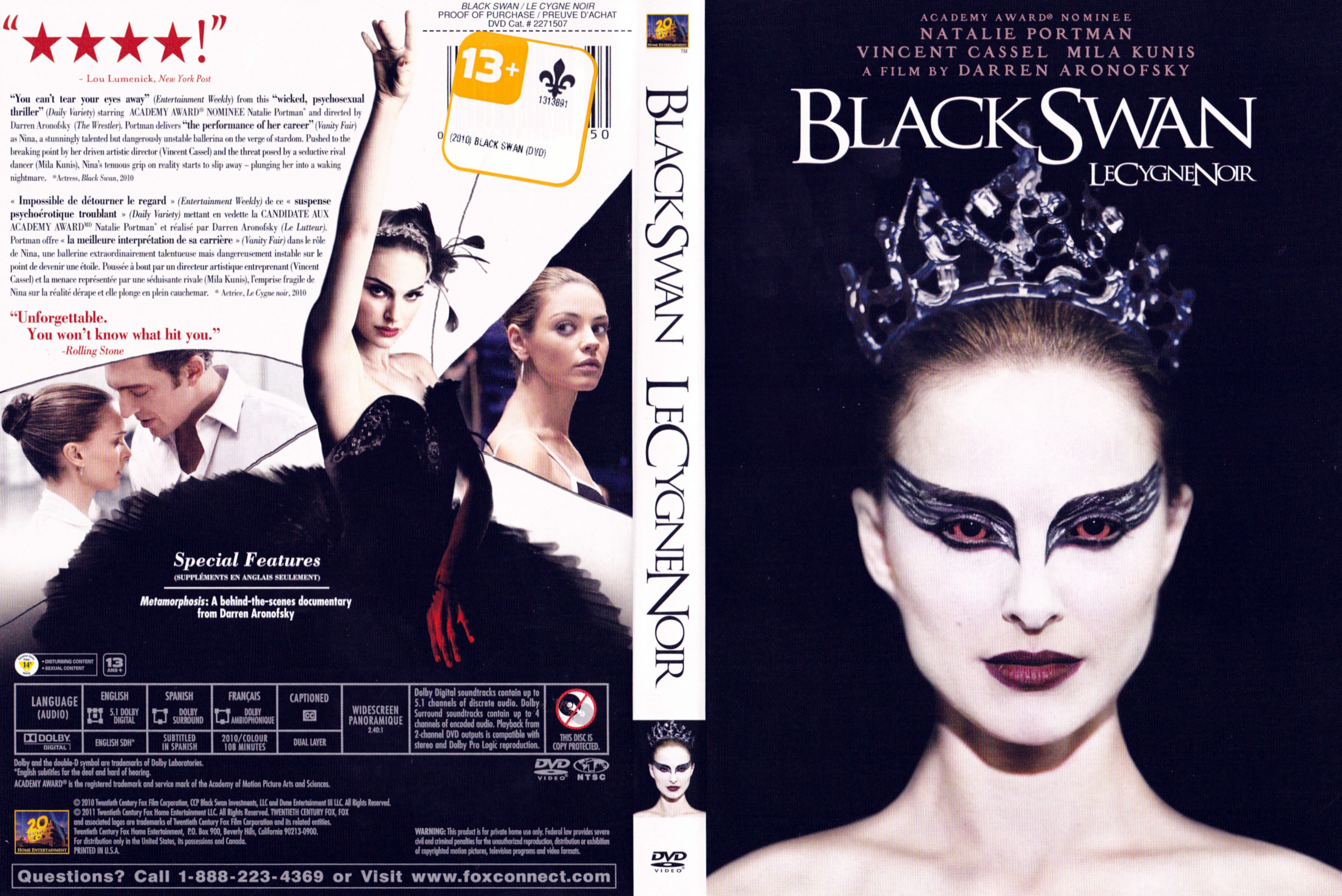 Jaquette DVD Le cygne noir - Black swan (Canadienne)