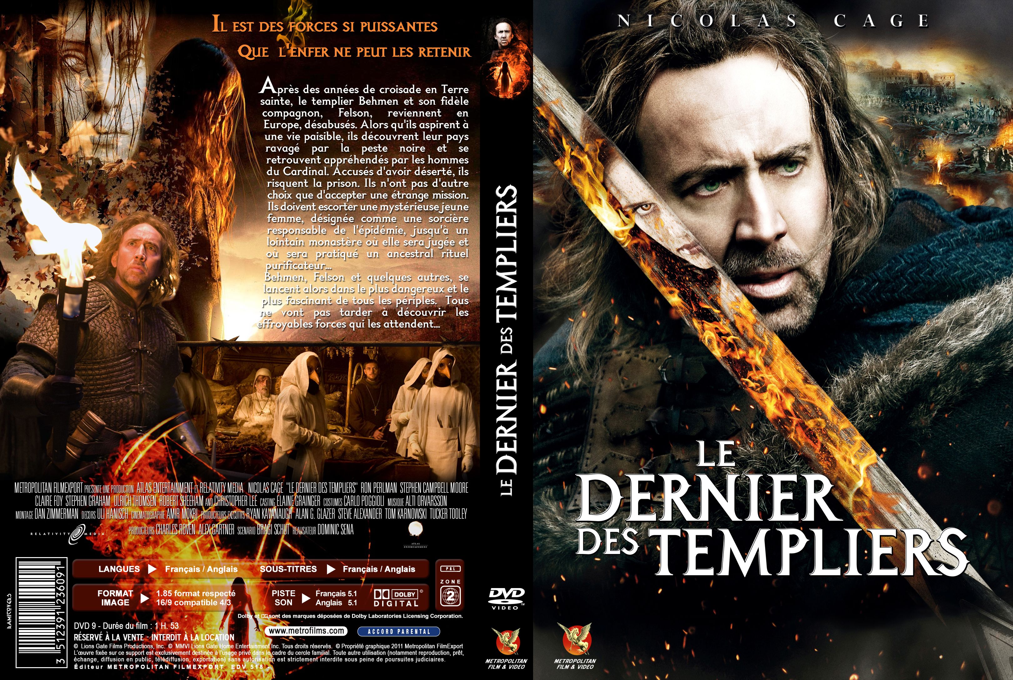 Jaquette DVD Le dernier des templiers custom