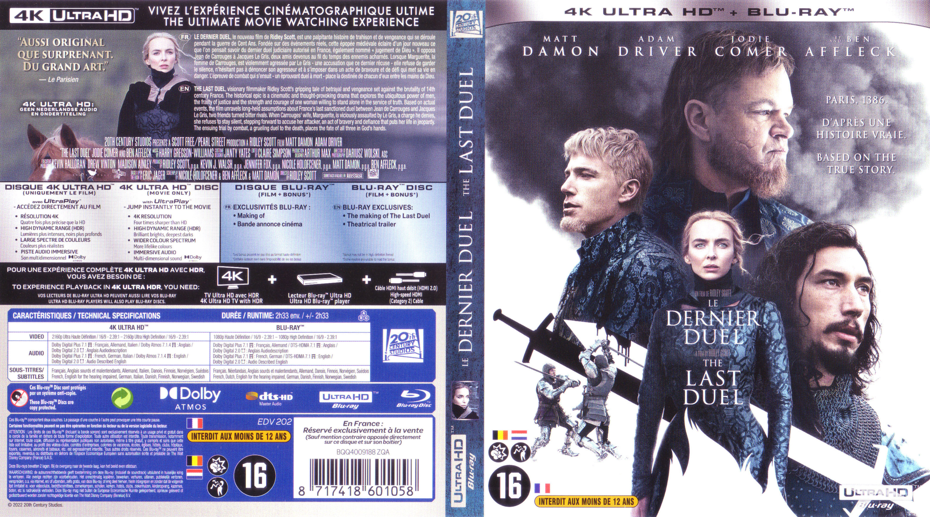 Jaquette DVD Le dernier duel 4K (BLU-RAY)