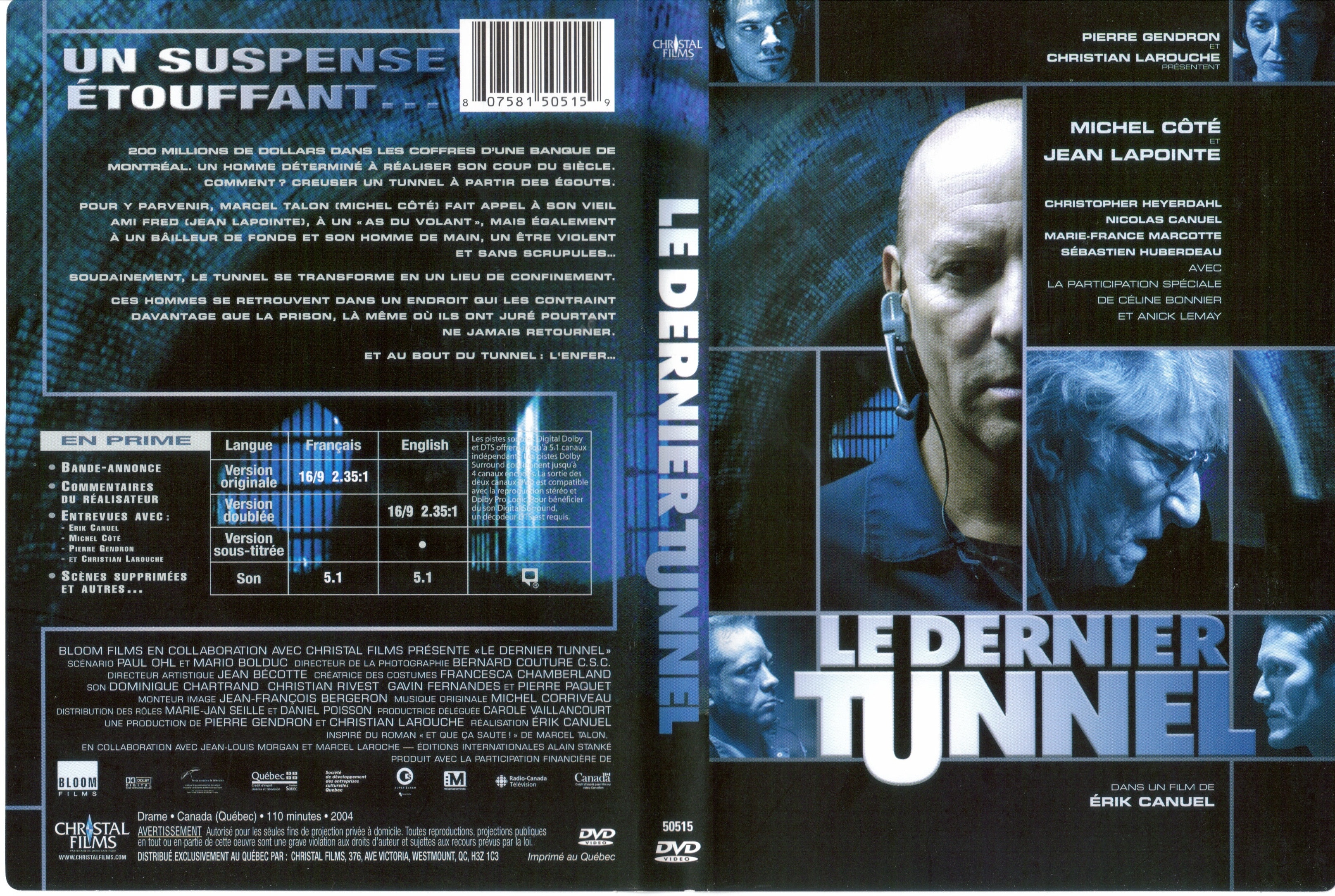Jaquette DVD Le dernier tunnel (Canadienne)
