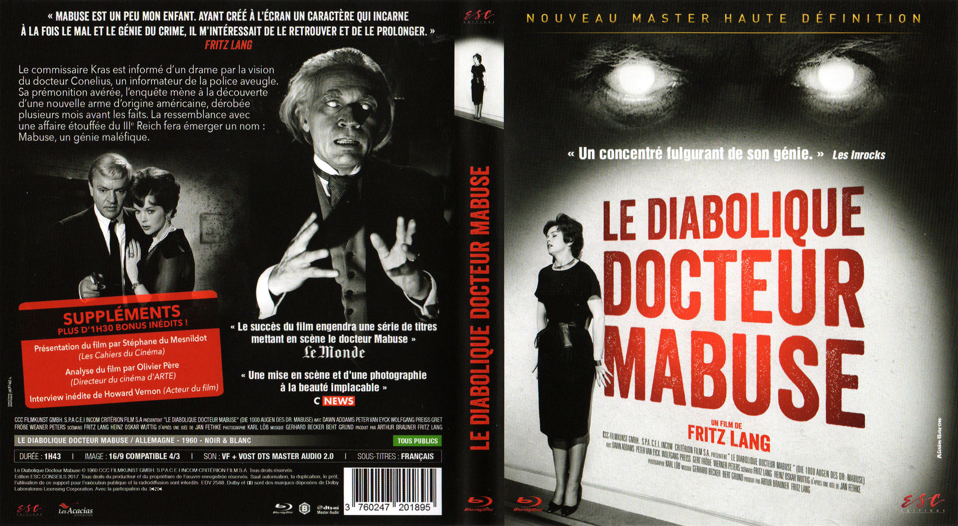 Jaquette DVD Le diabolique Docteur Mabuse (BLU-RAY)