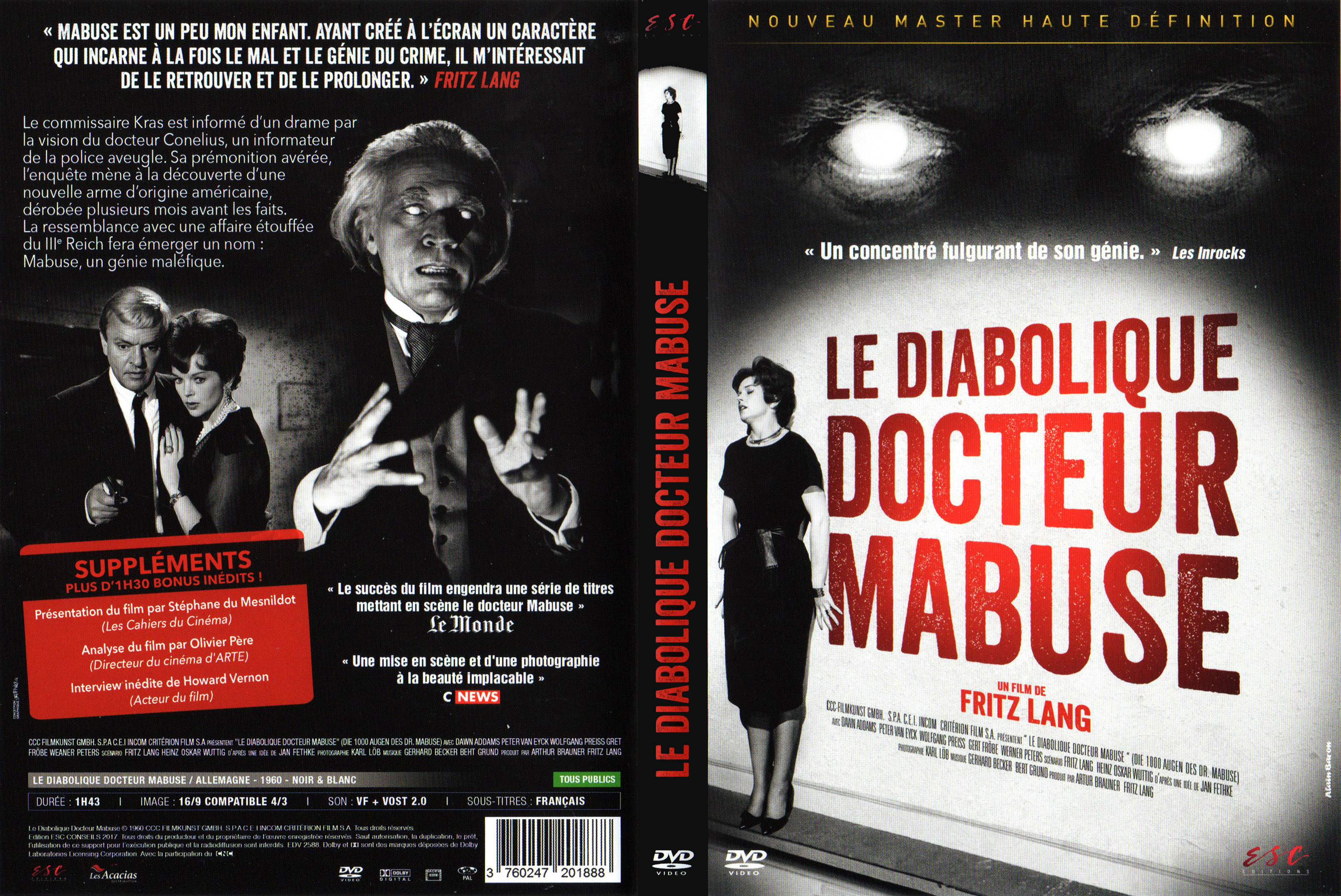 Jaquette DVD Le diabolique docteur Mabuse