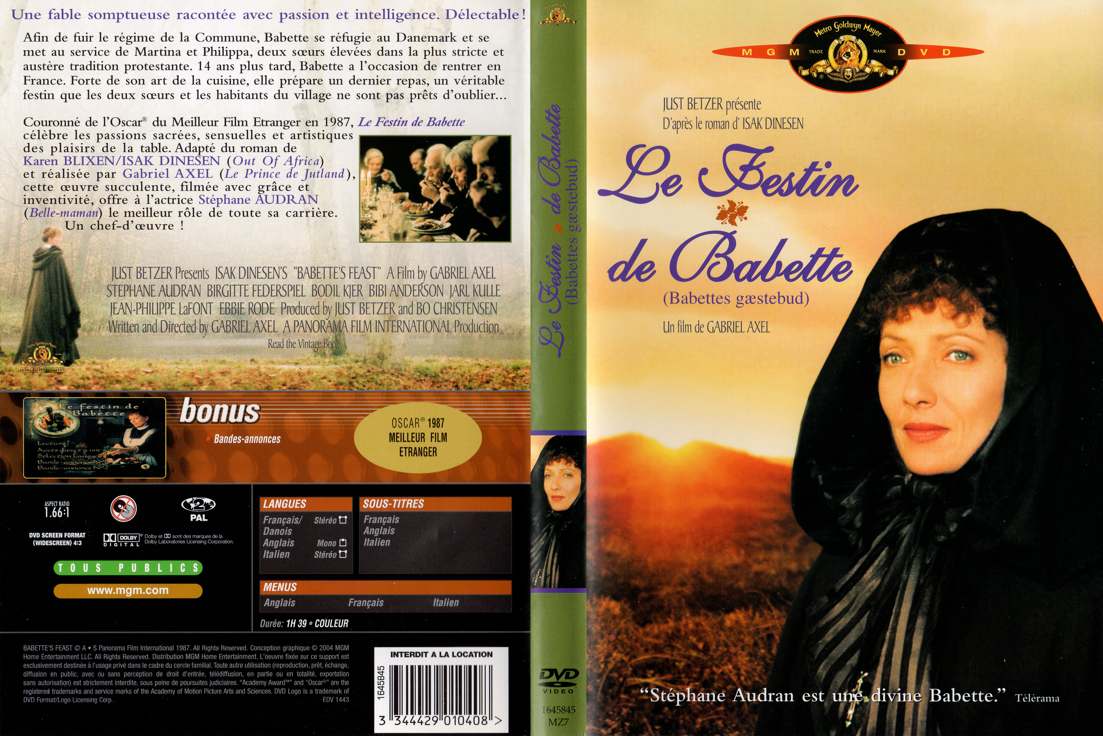 Jaquette DVD Le festin de Babette