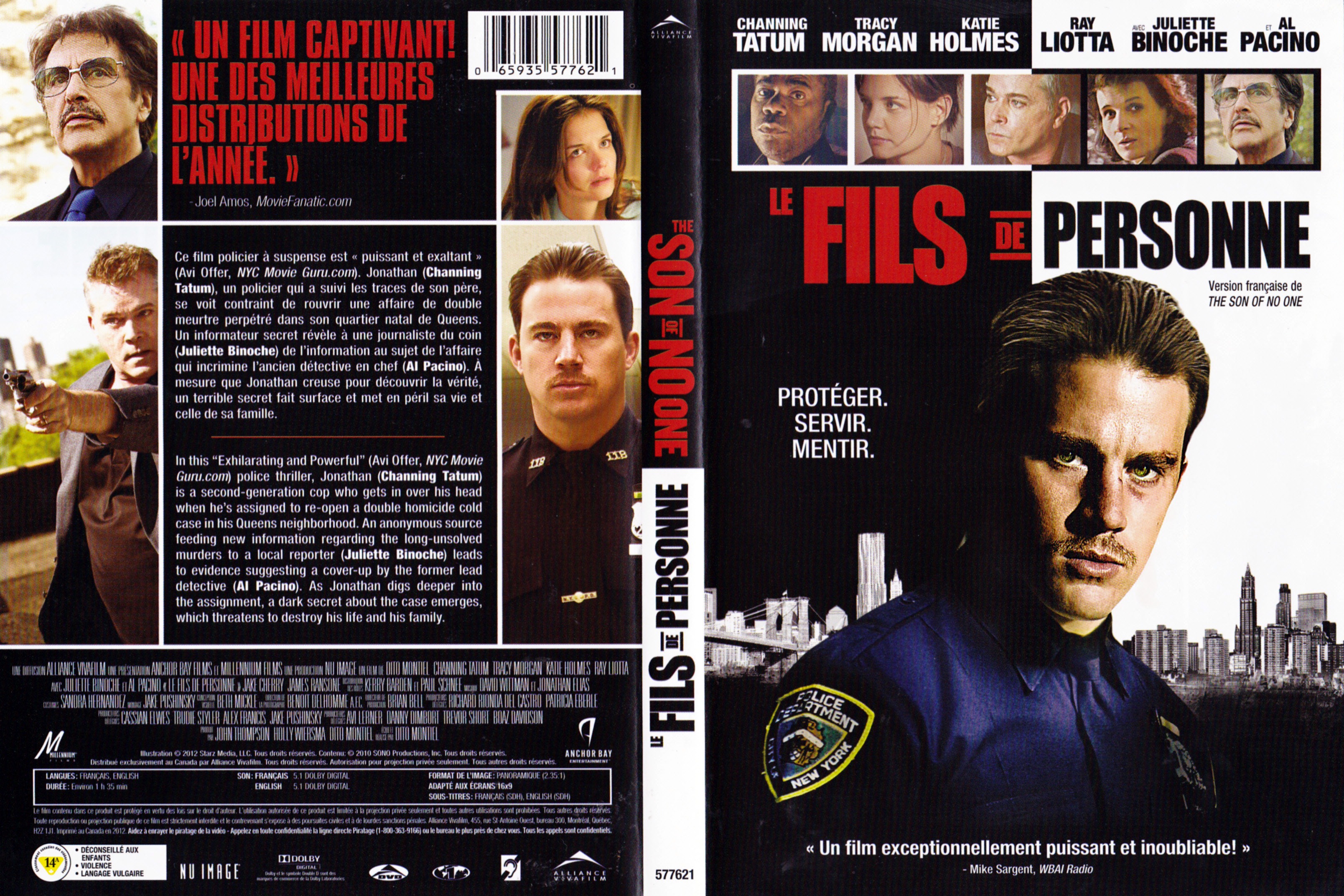 Jaquette DVD Le fils de personne - The son of no one (Canadienne)