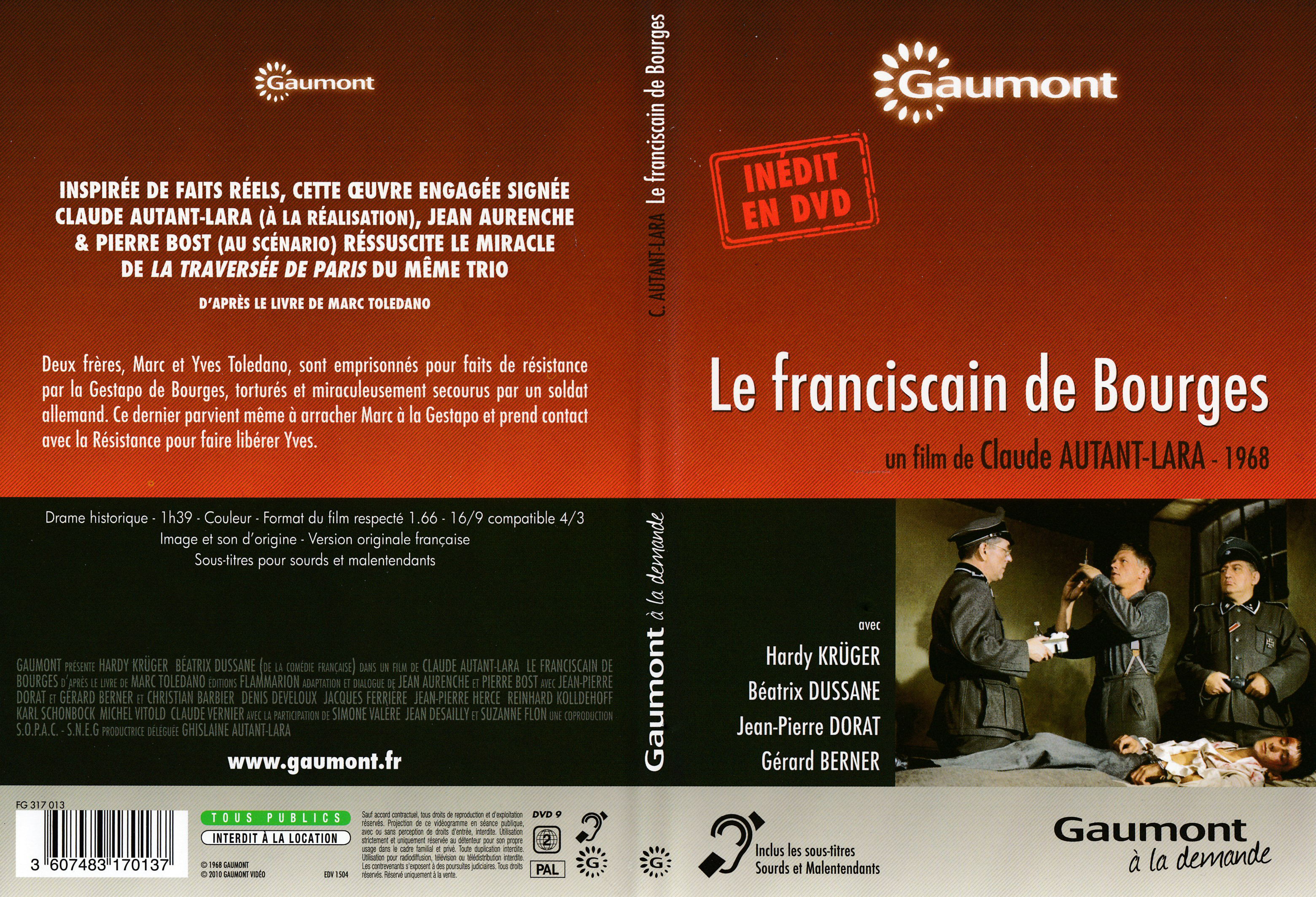 Jaquette DVD Le franciscain de Bourges