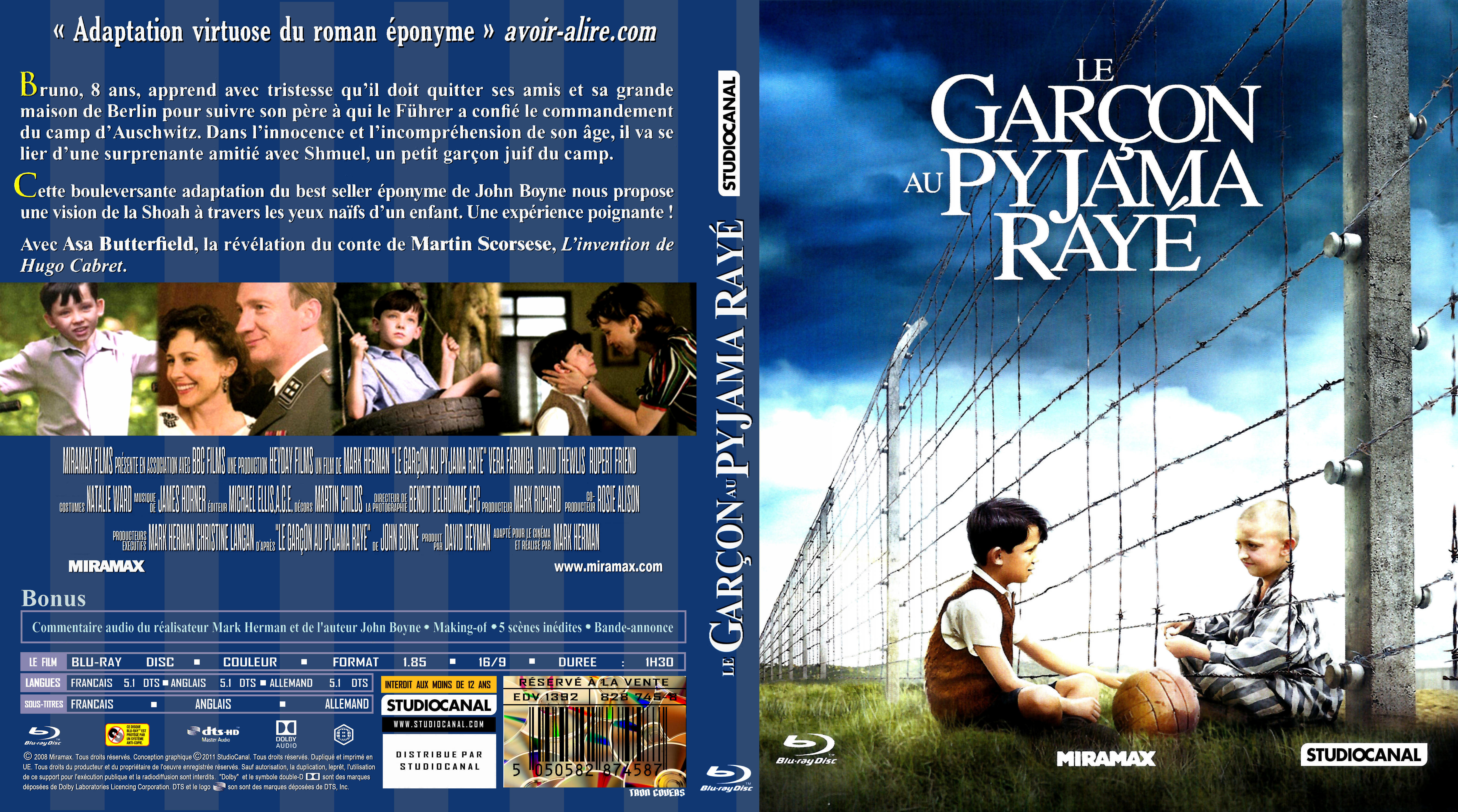 Jaquette DVD Le garon au pyjama ray custom (BLU-RAY) 