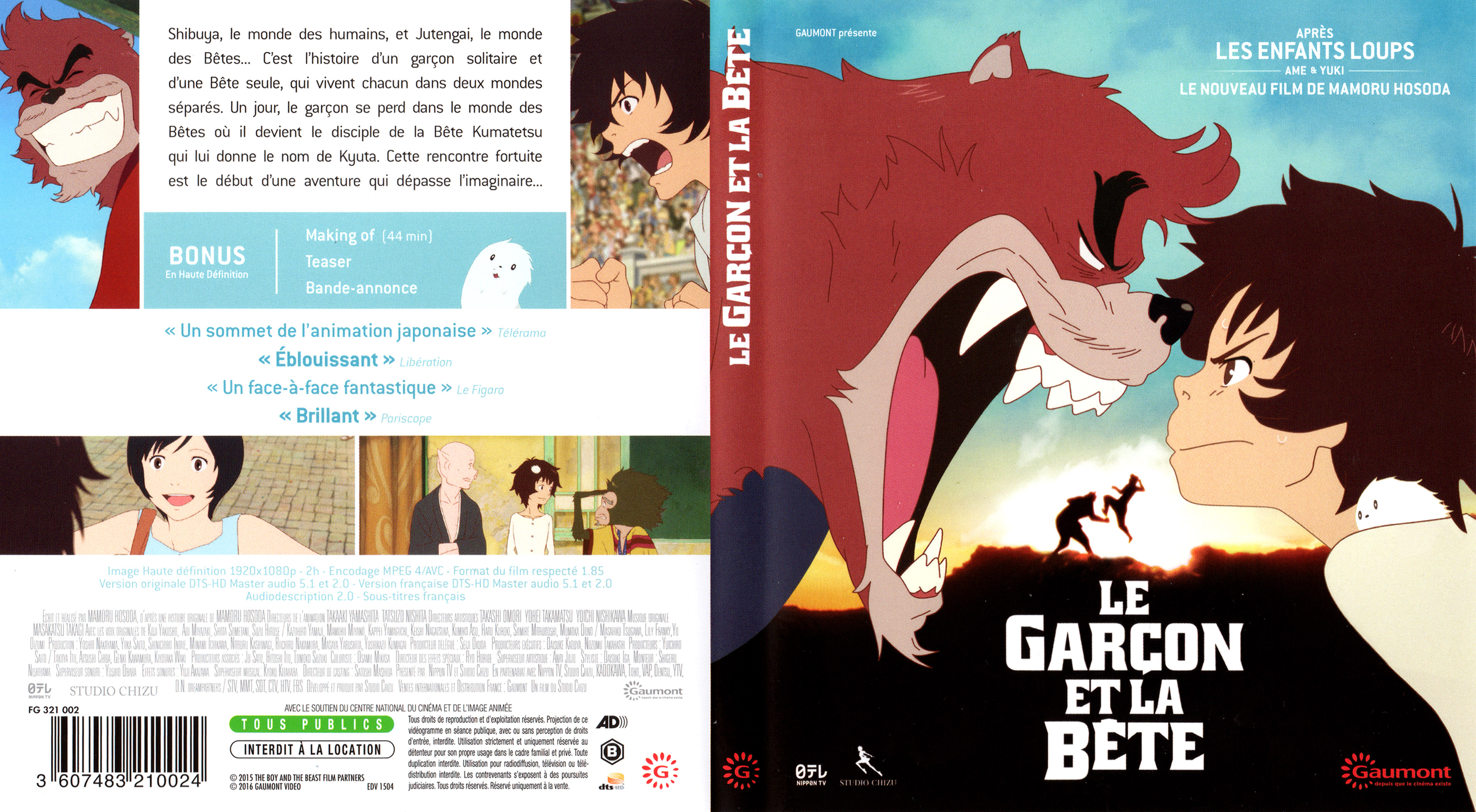 Jaquette DVD Le garcon et la bete (BLU-RAY)