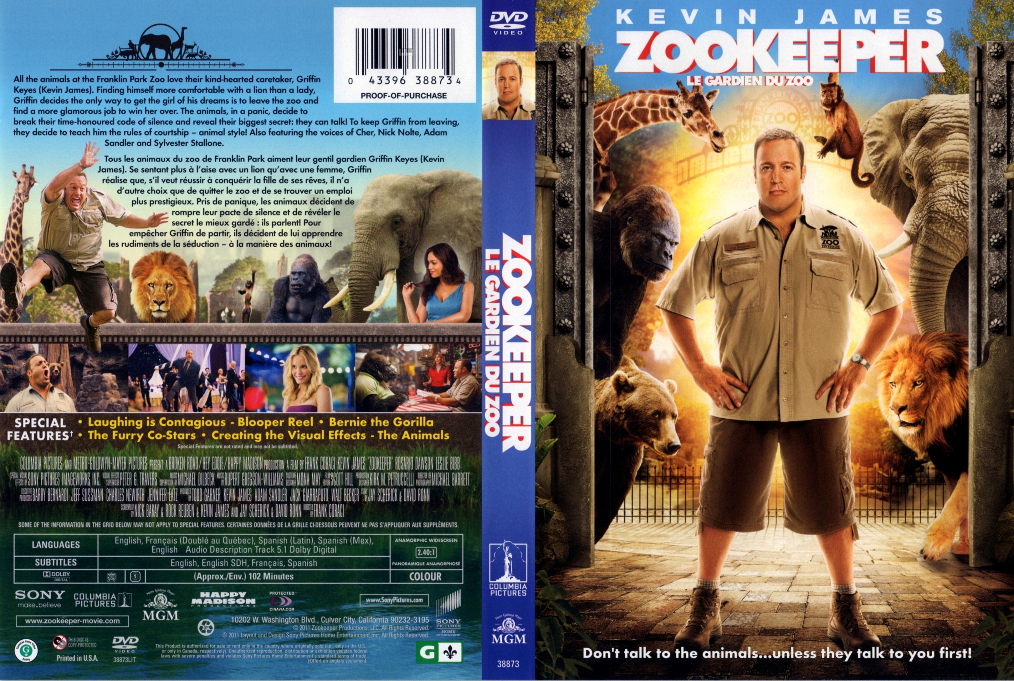 Jaquette DVD Le gardien du Zoo - Zookeeper (Canadienne)