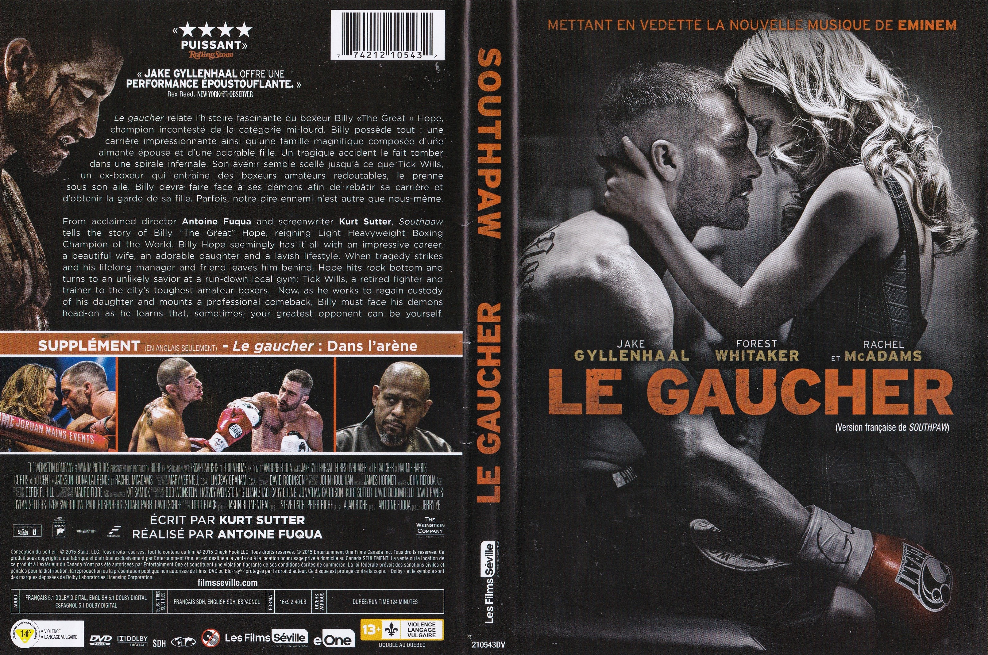 Jaquette DVD Le gaucher - Southpaw (canadienne)