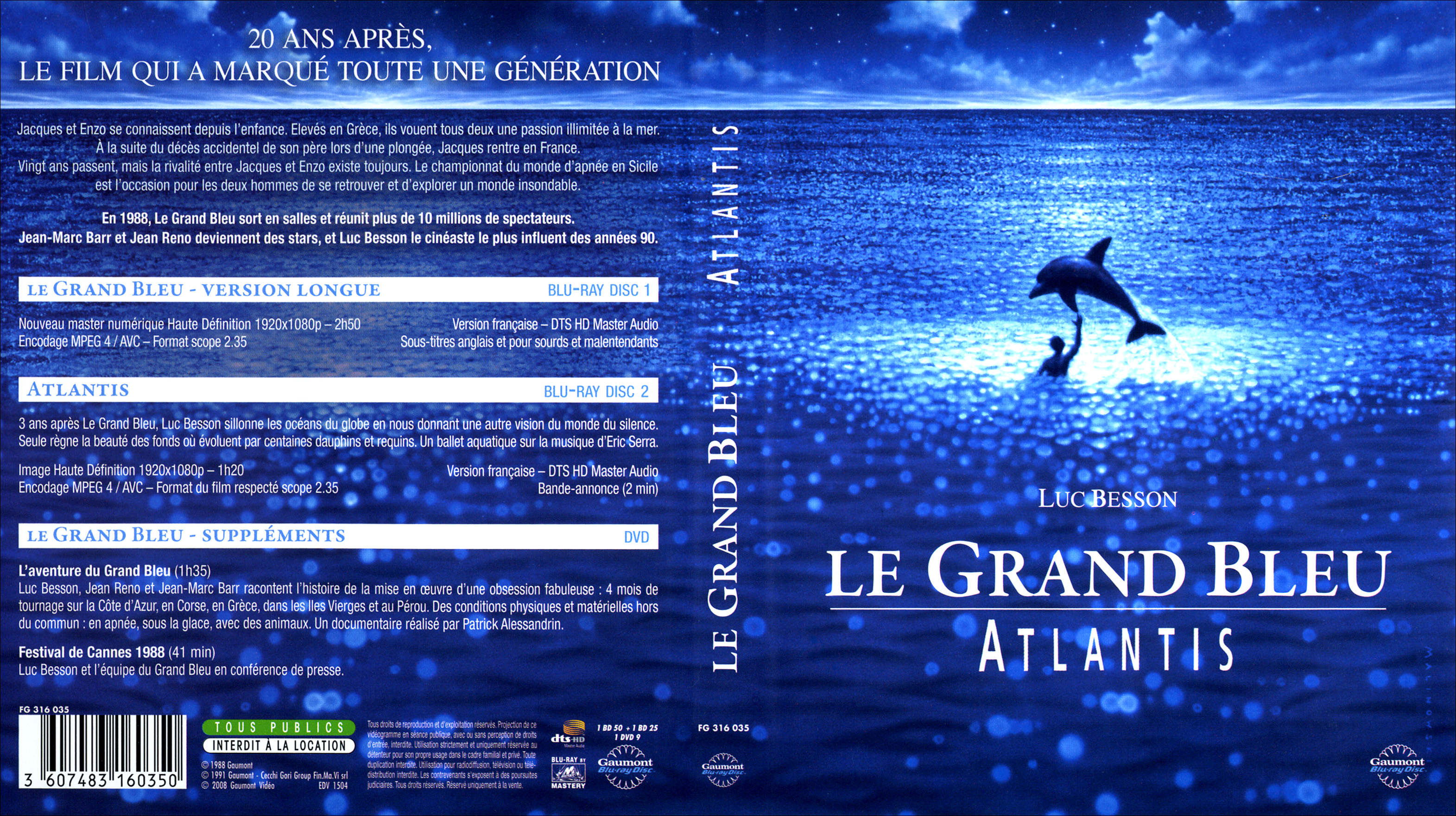 Jaquette DVD Le grand bleu - Atlantis (BLU-RAY)