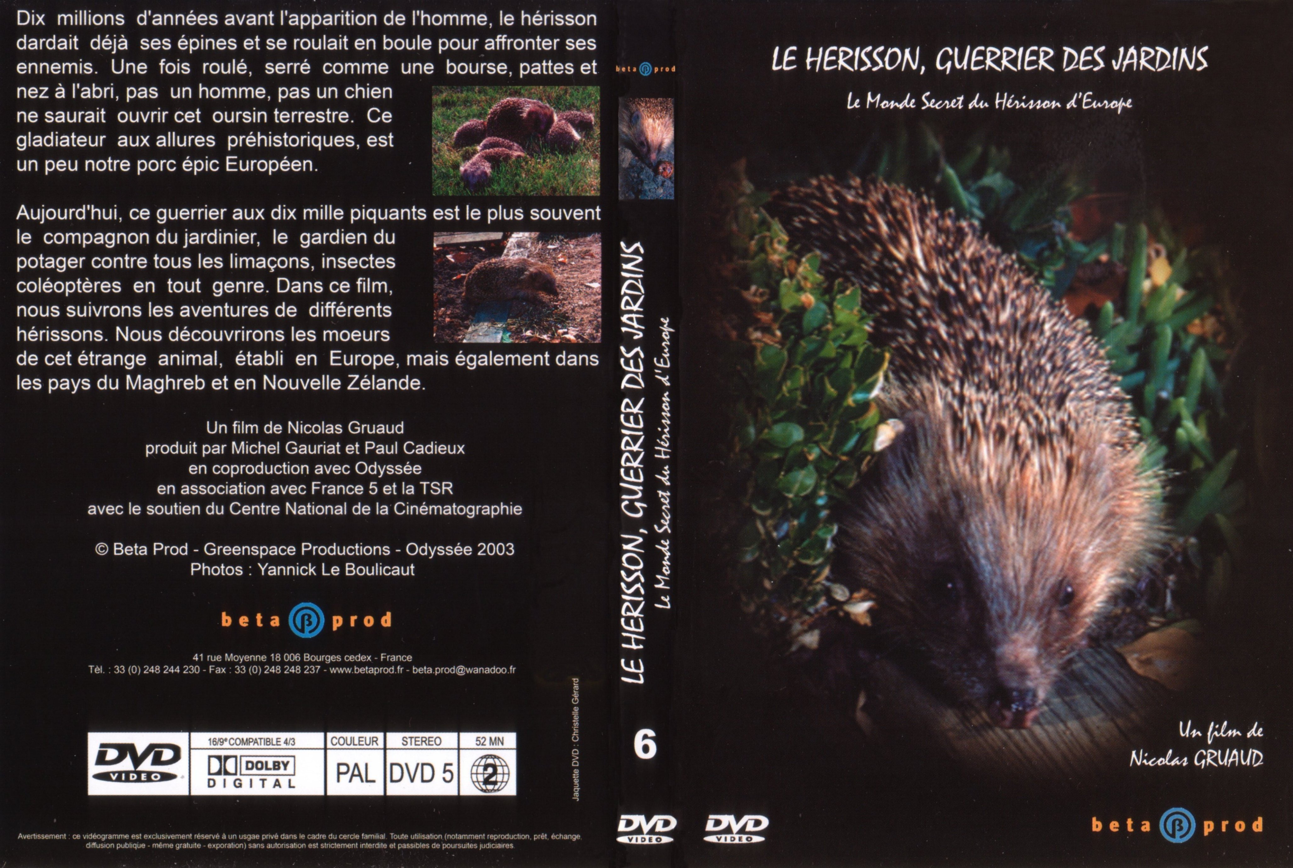 Jaquette DVD Le herisson guerrier des jardins
