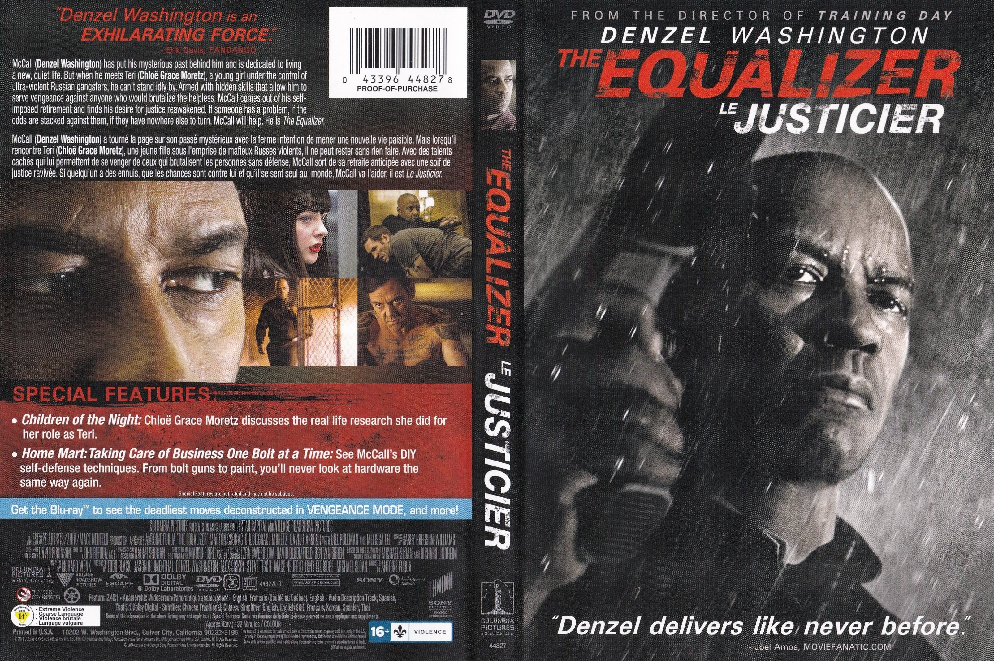 Jaquette DVD Le justicier -The equalizer (canadienne)