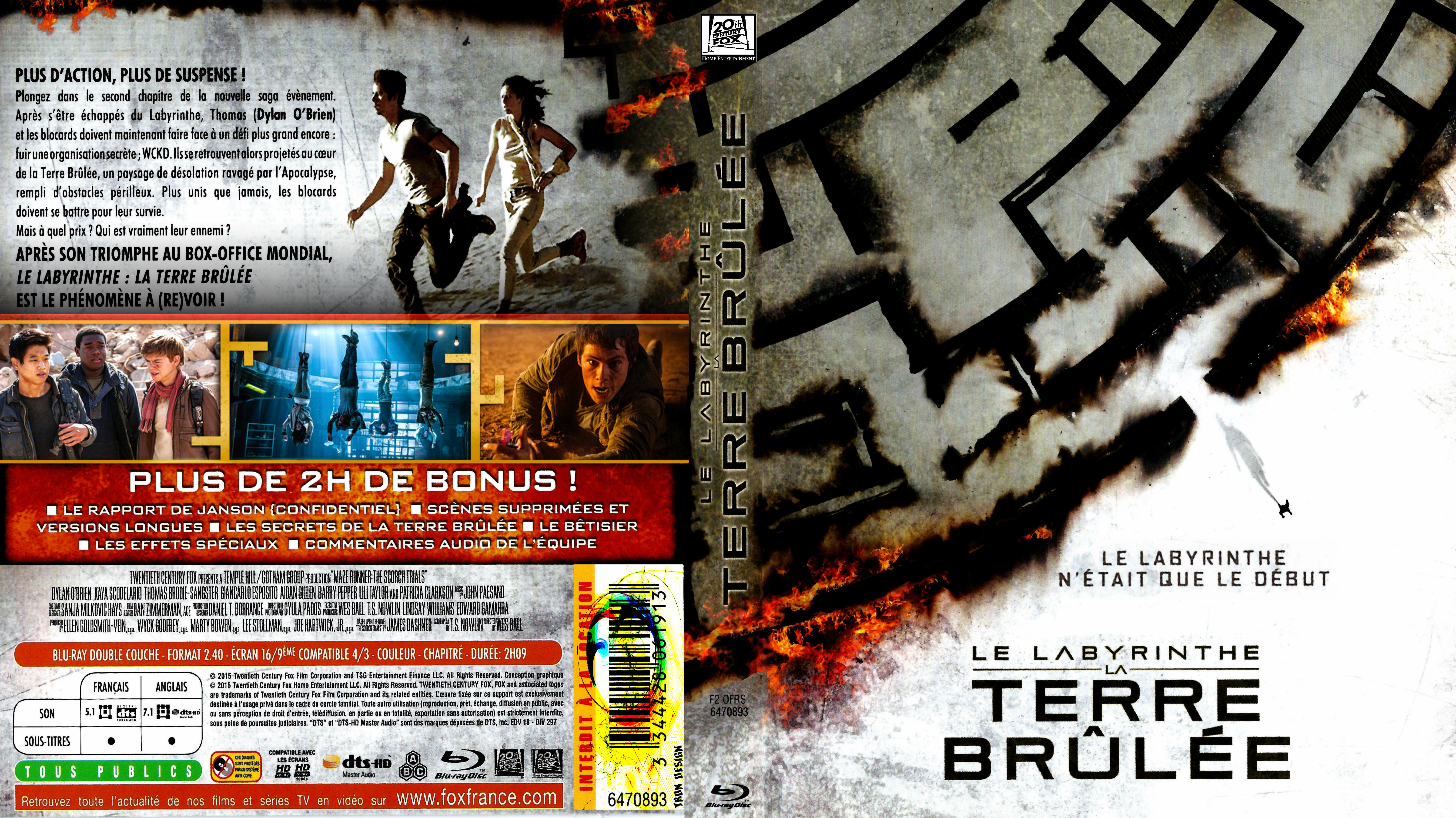 Jaquette DVD Le labLe Labyrinthe : La Terre brule custom (BLU-RAY)