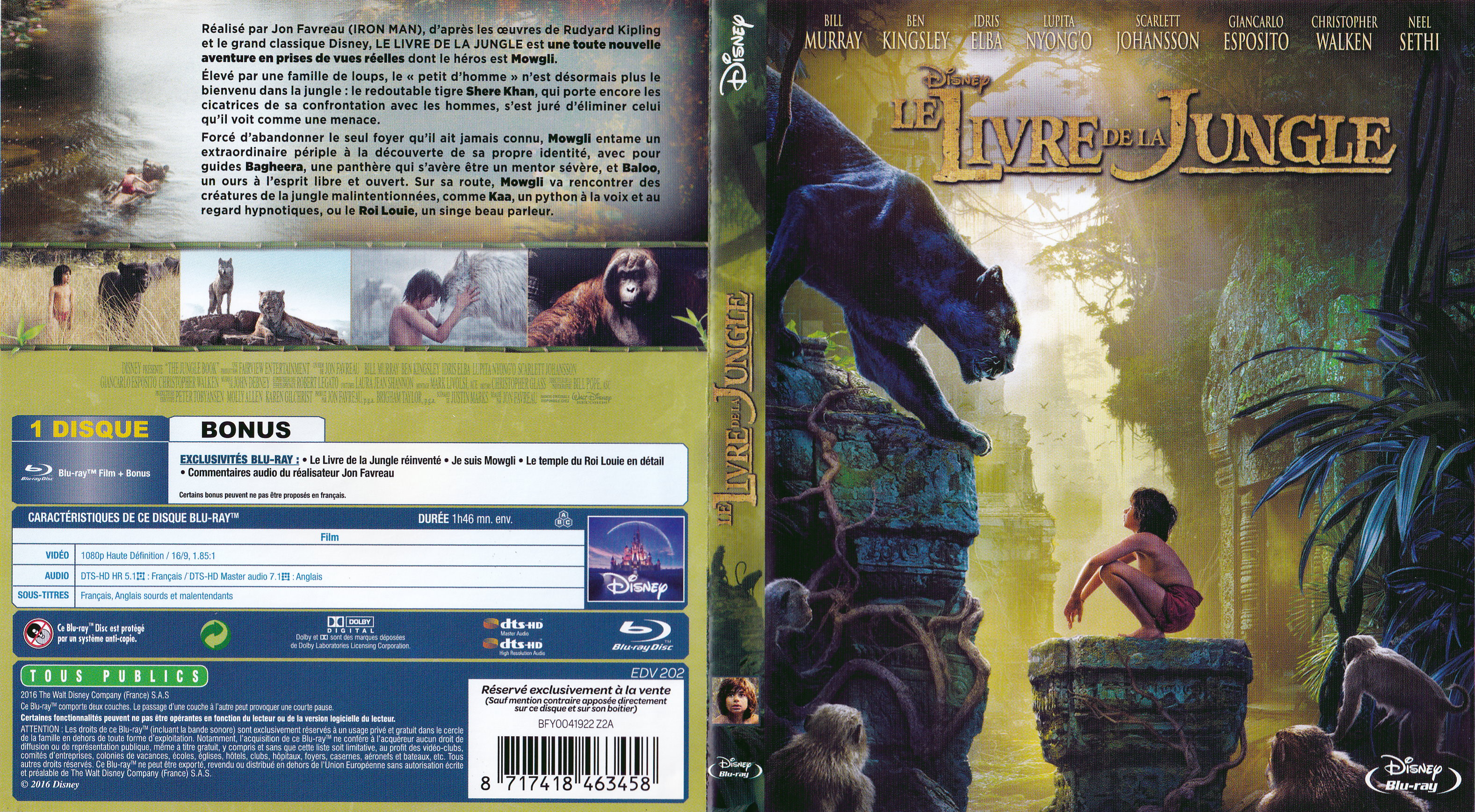 Jaquette DVD Le livre de la jungle 2016 (BLU-RAY)