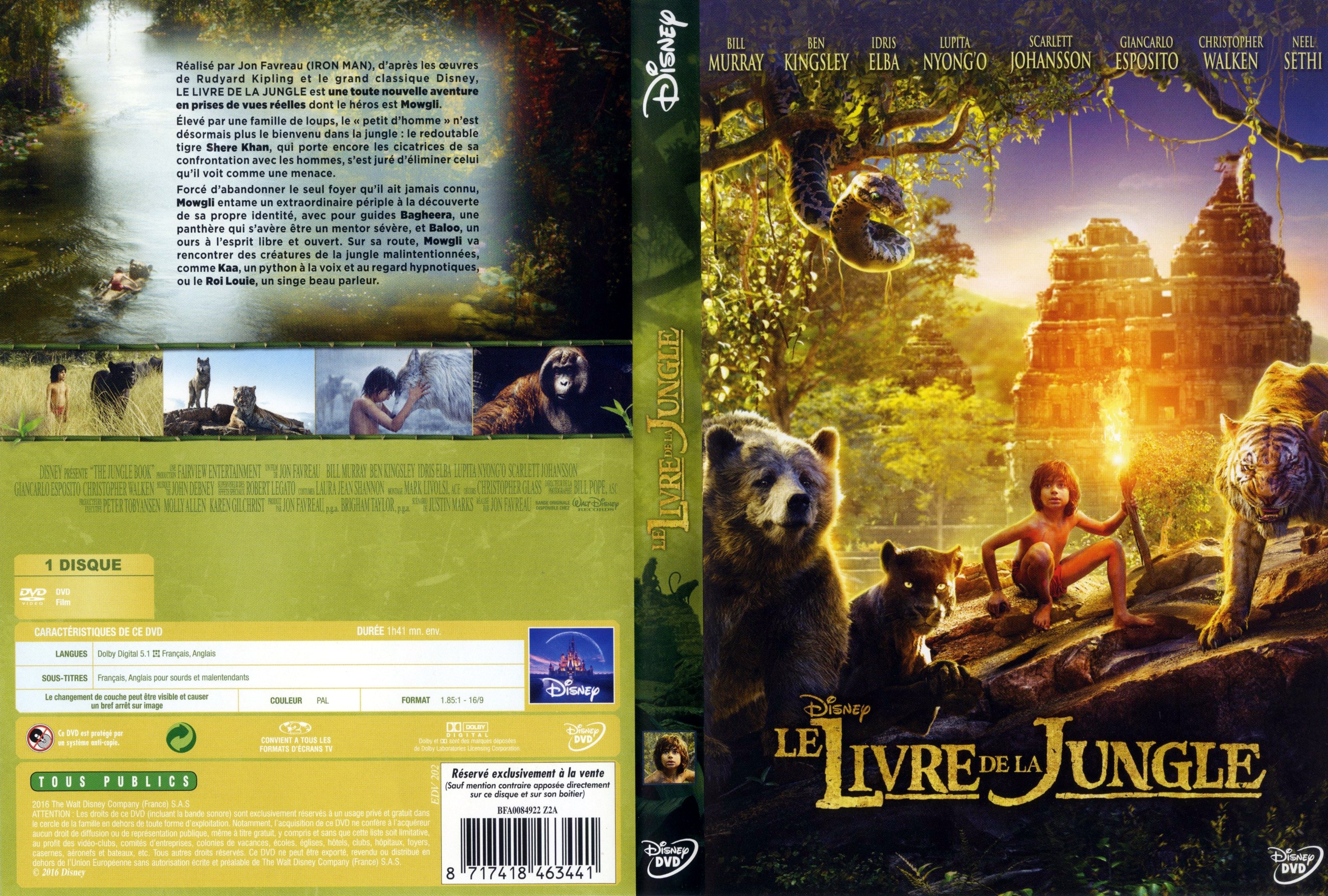 Jaquette DVD Le livre de la jungle (2016)