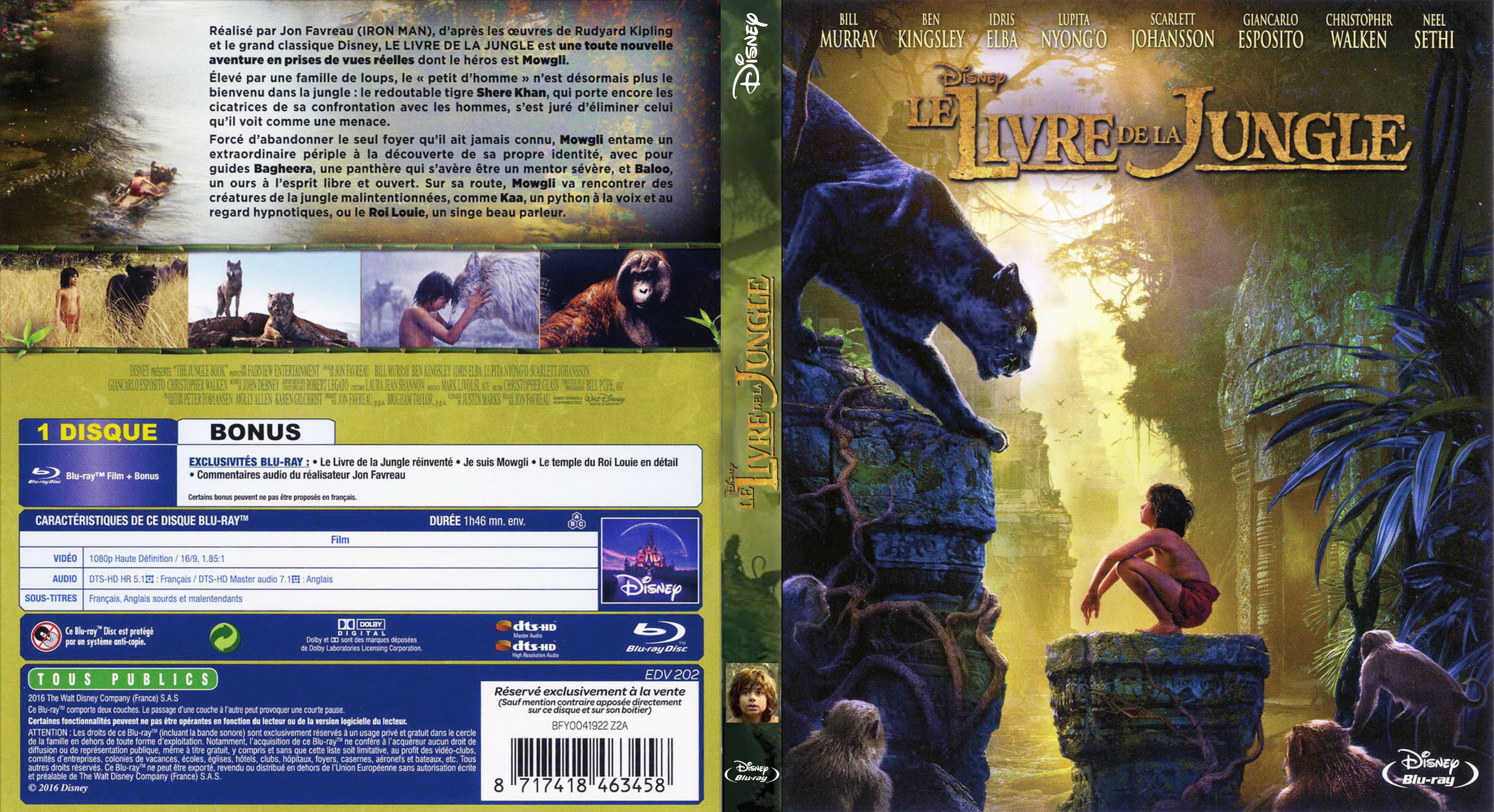 Jaquette DVD Le livre de la jungle (2016) custom (BLU-RAY)