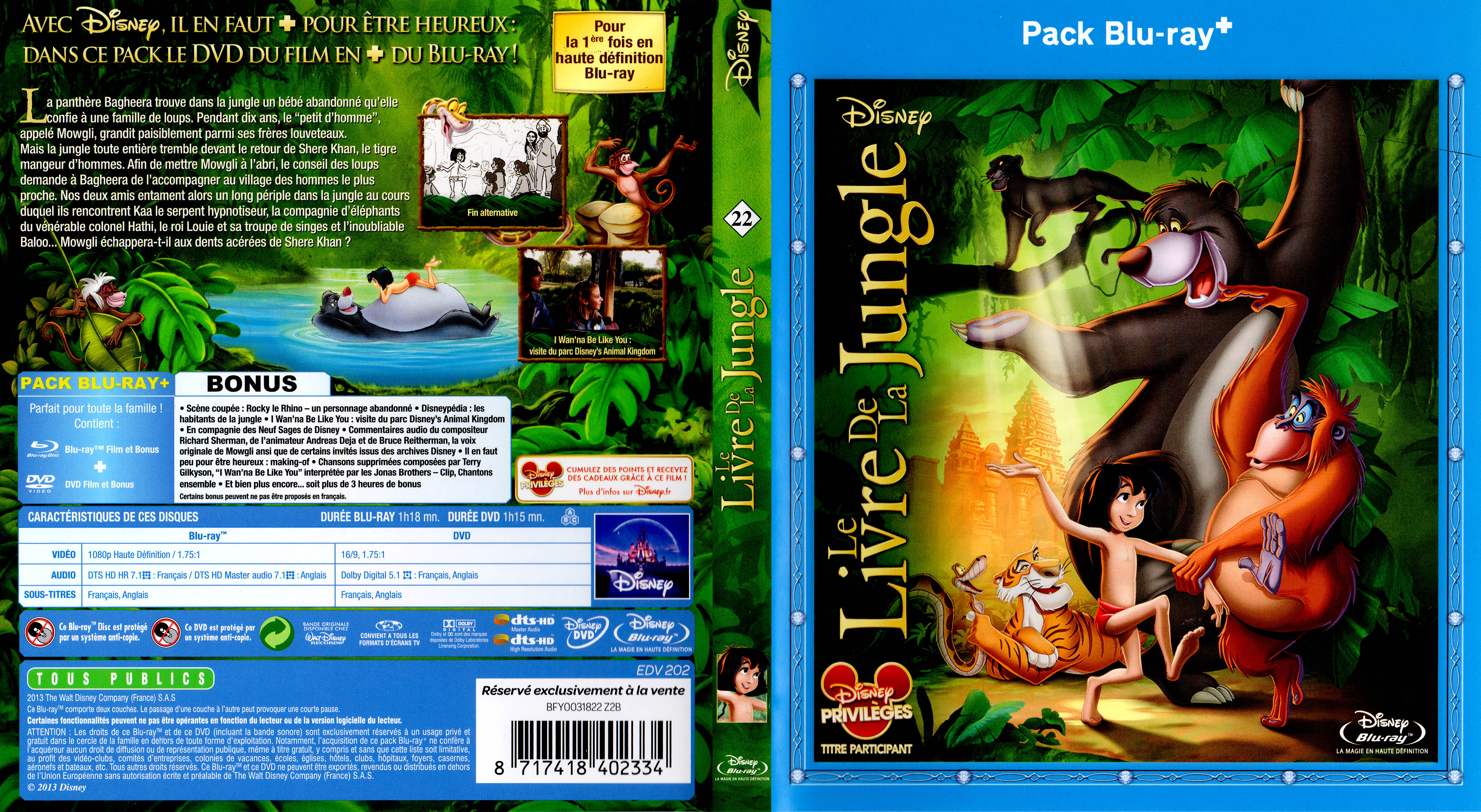 Jaquette DVD Le livre de la jungle (BLU-RAY)