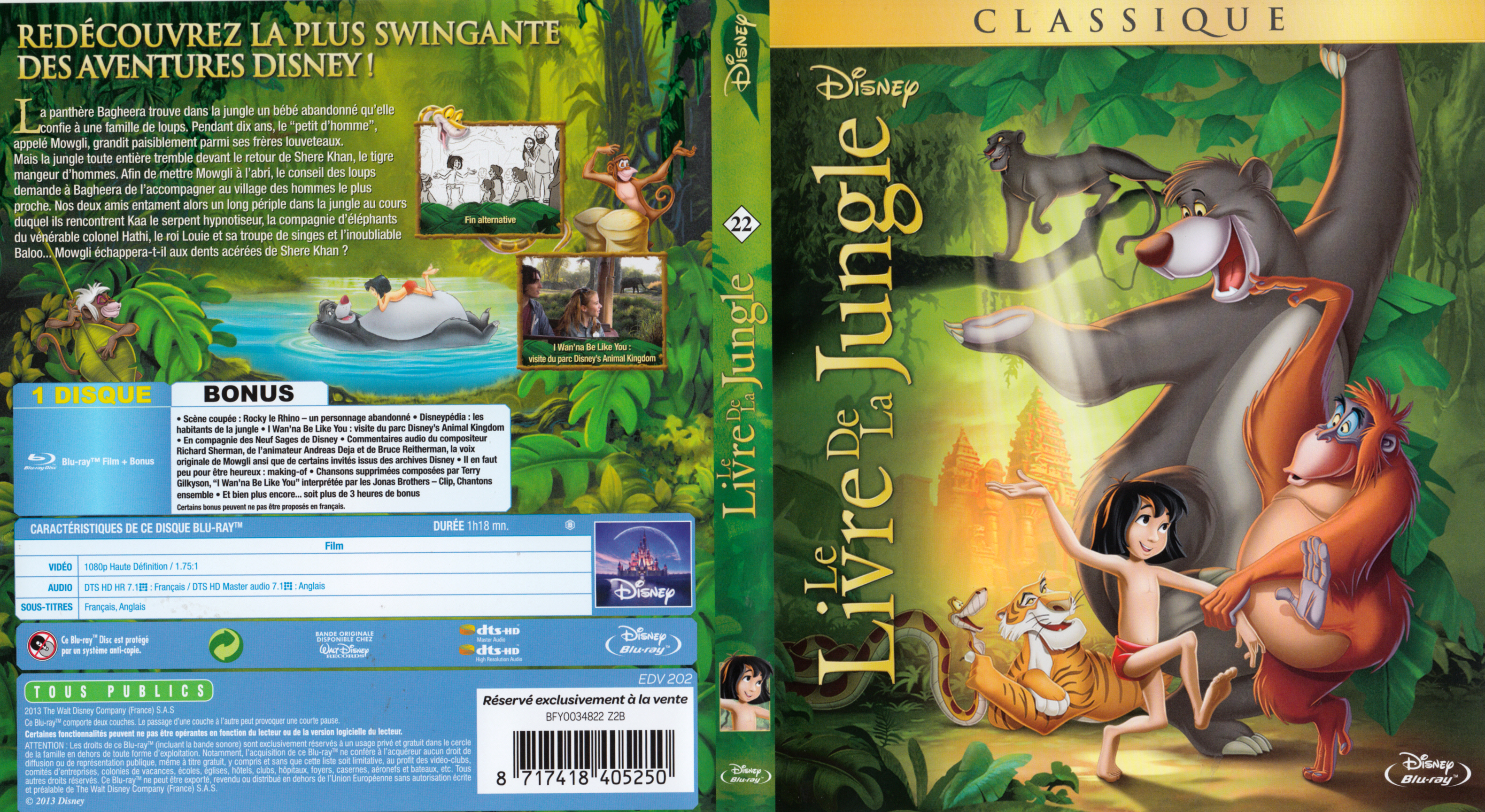 Jaquette DVD Le livre de la jungle (BLU-RAY) v2