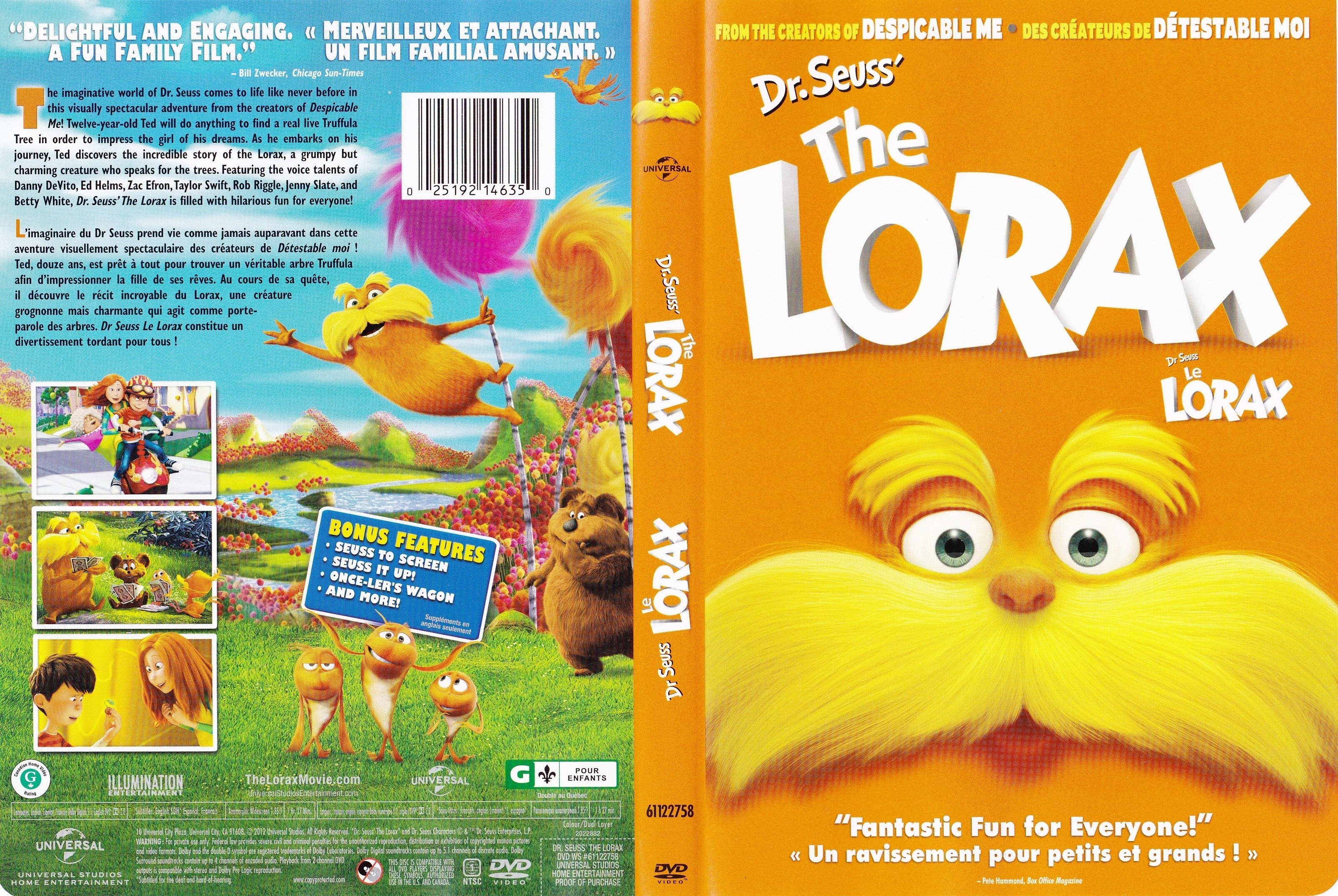 Jaquette DVD Le lorax - The lorax (Canadienne)