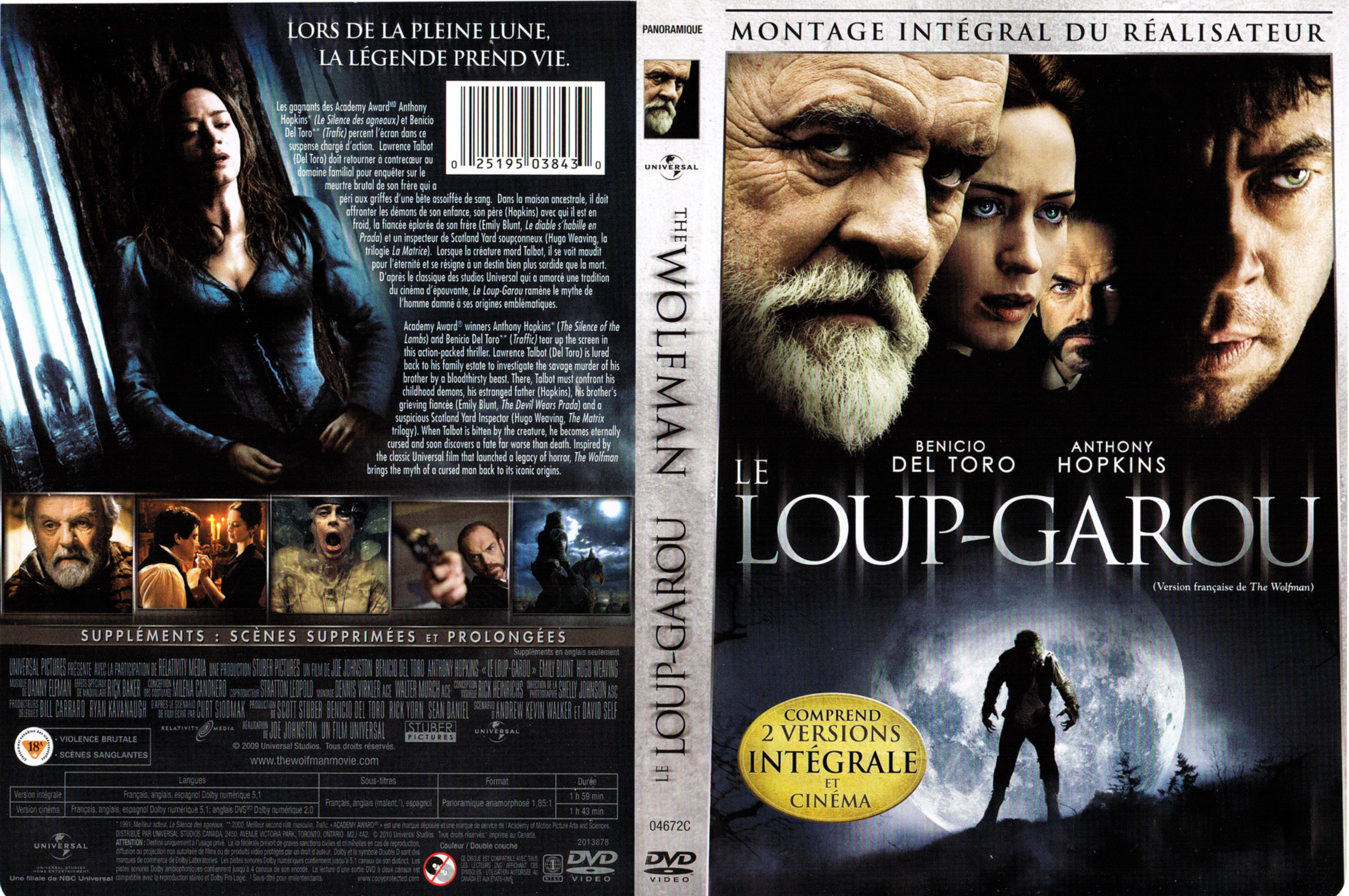 Jaquette DVD Le loup-garou - The Wolfman (Canadienne)