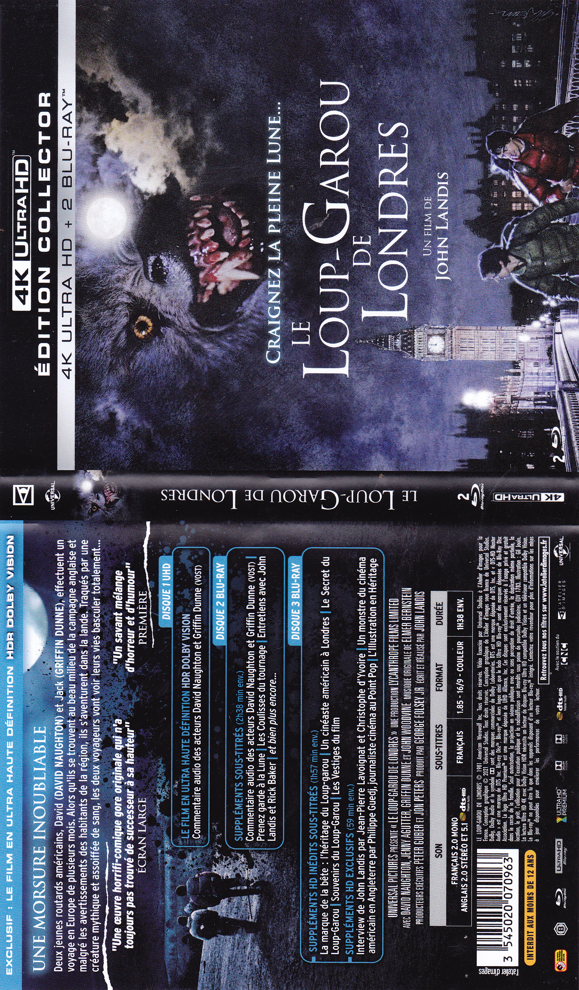 Jaquette DVD Le loup-garou de Londres 4K (BLU-RAY)