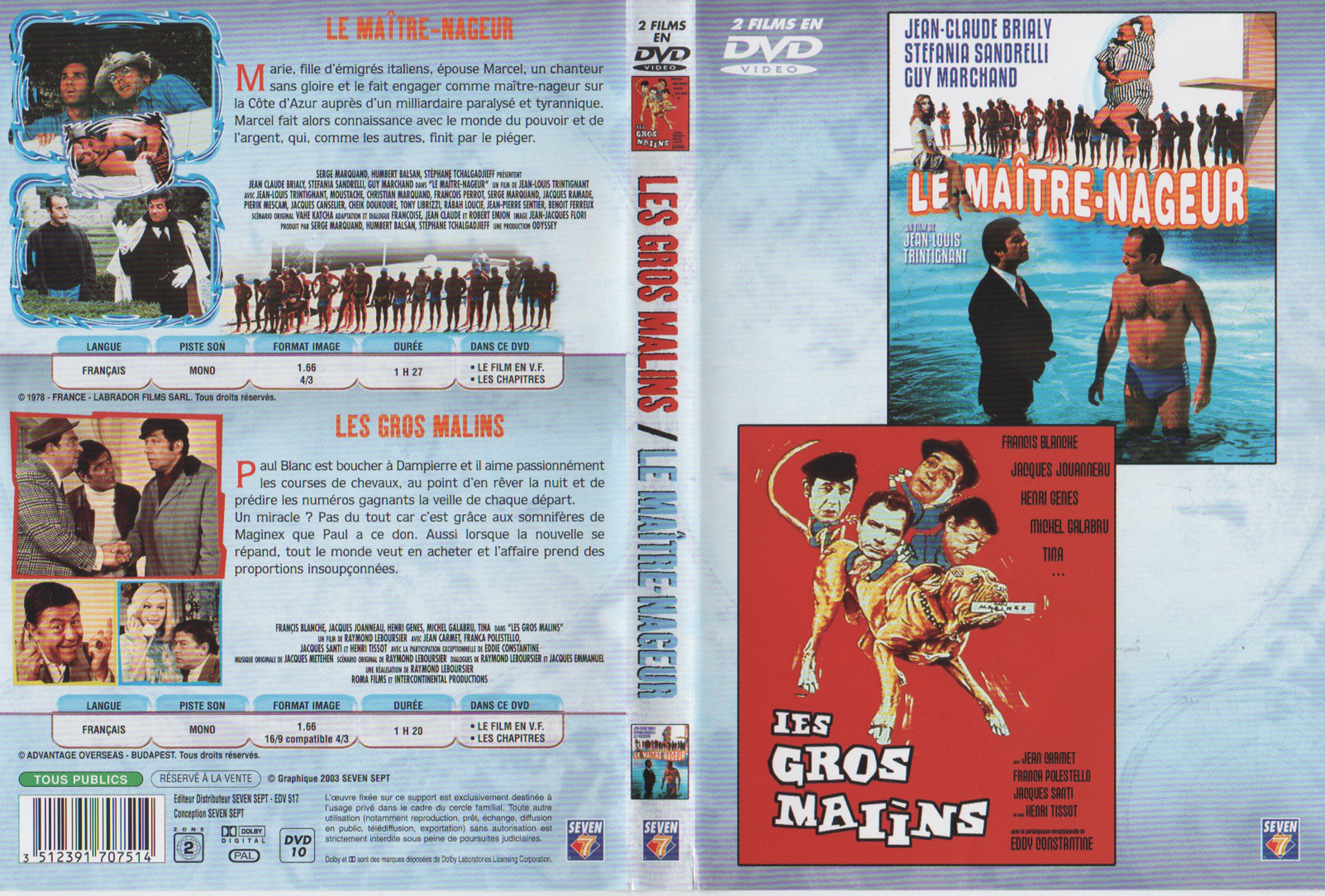 Jaquette DVD Le maitre nageur + Les gros malins