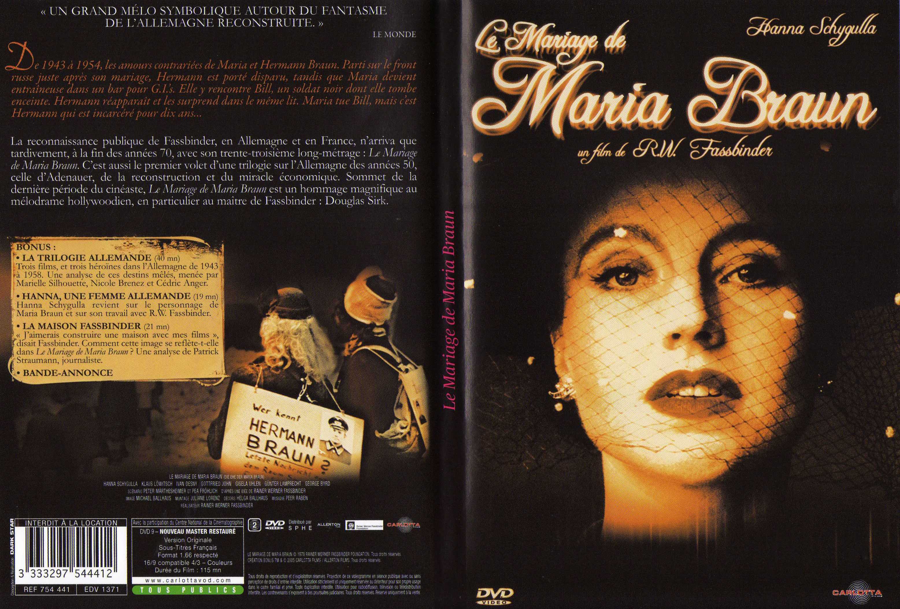 Jaquette DVD Le mariage de Maria Braun
