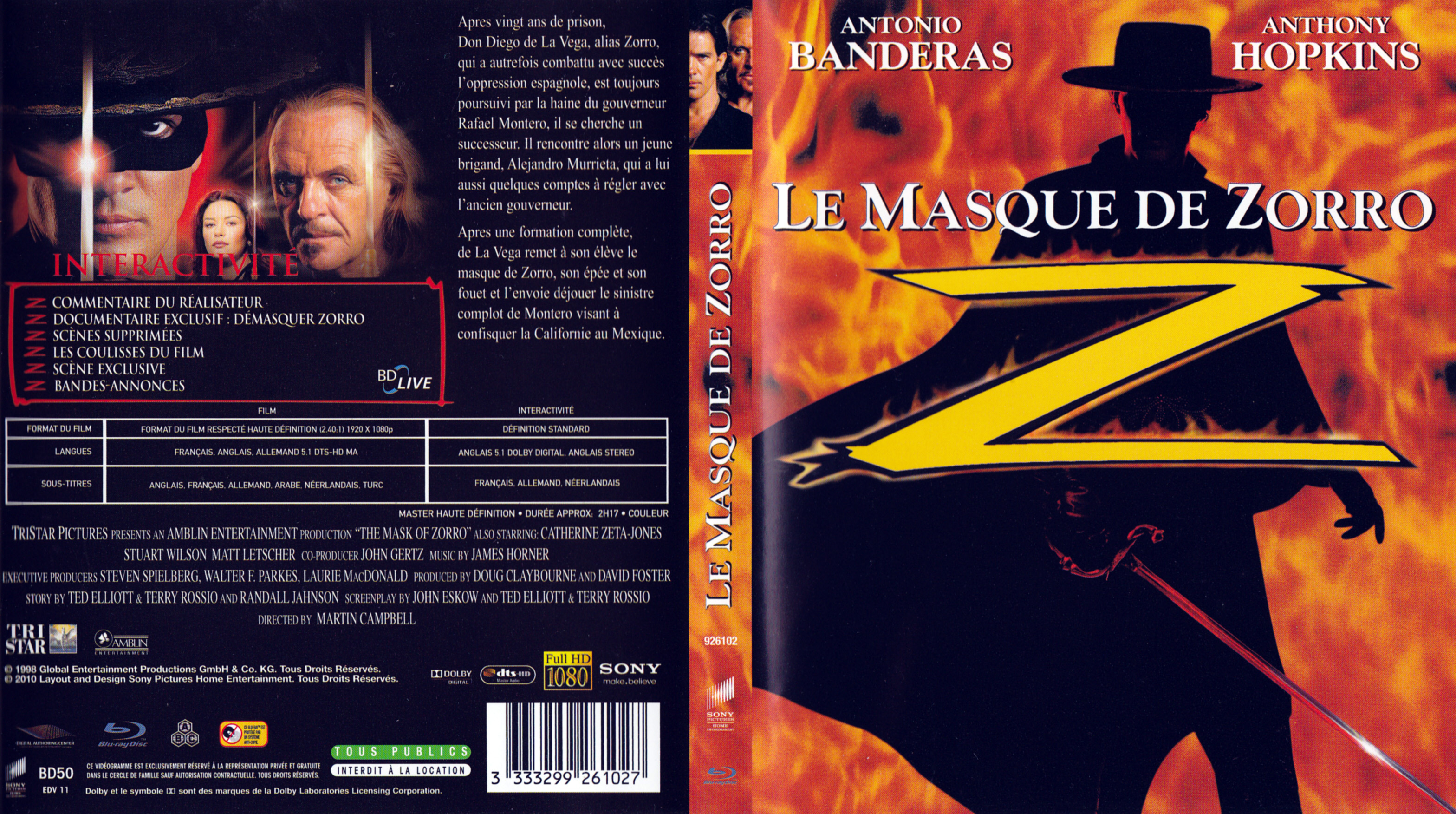 Jaquette DVD Le masque de Zorro (BLU-RAY)